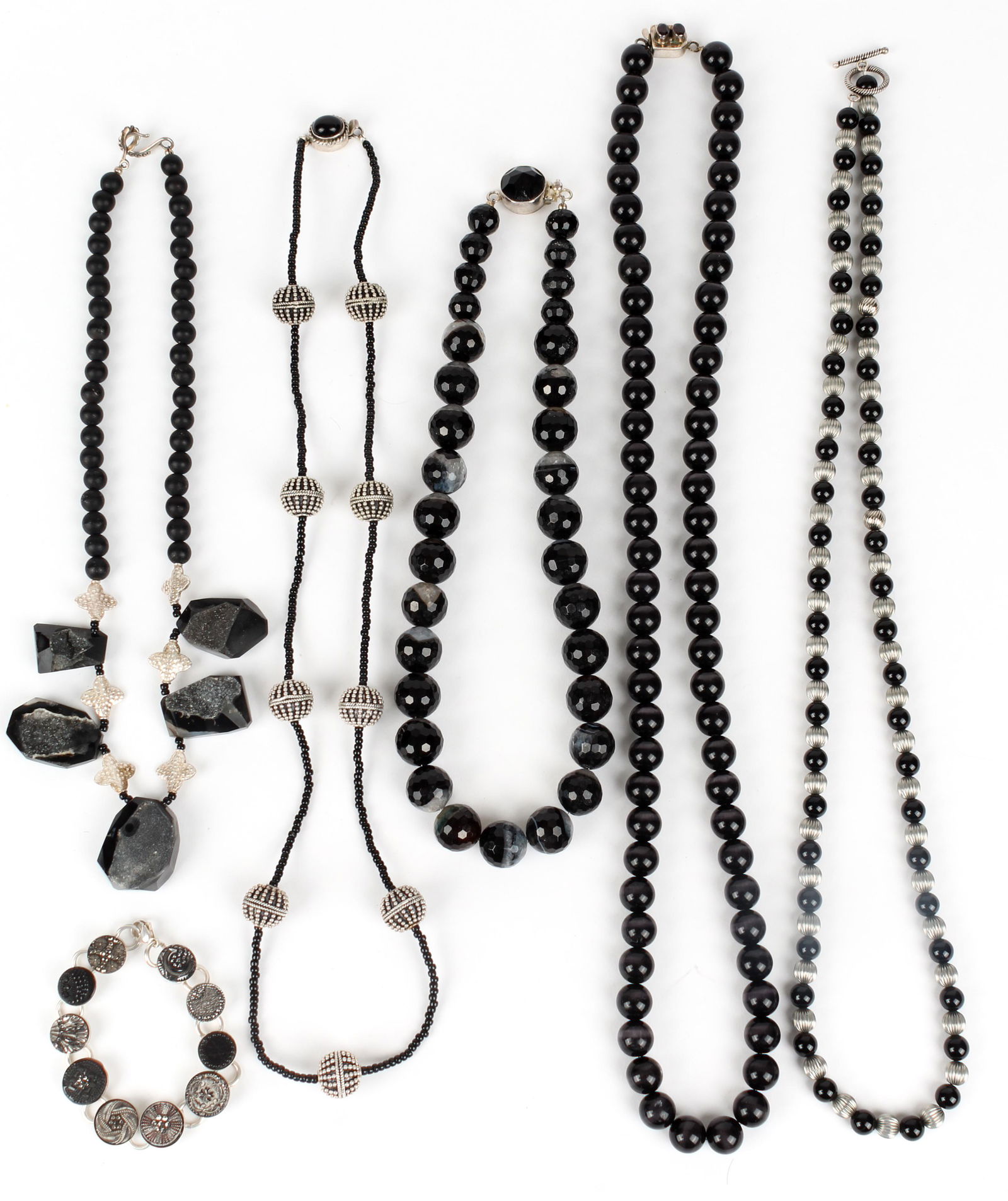 Five Necklaces & a Bracelet , Including Black Onyx, Drusy, Garnet and Silver (1 of 7)