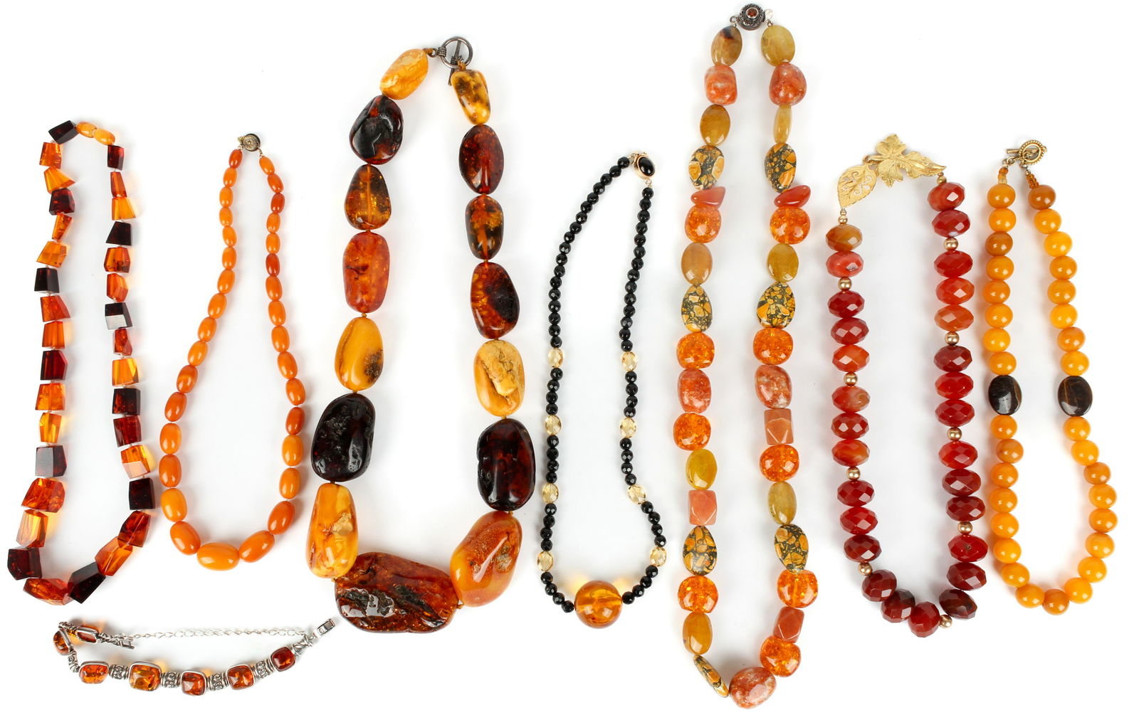 Seven Necklaces & a Bracelet, Including Amber, Semi-Precious Stones and Silver (1 of 8)