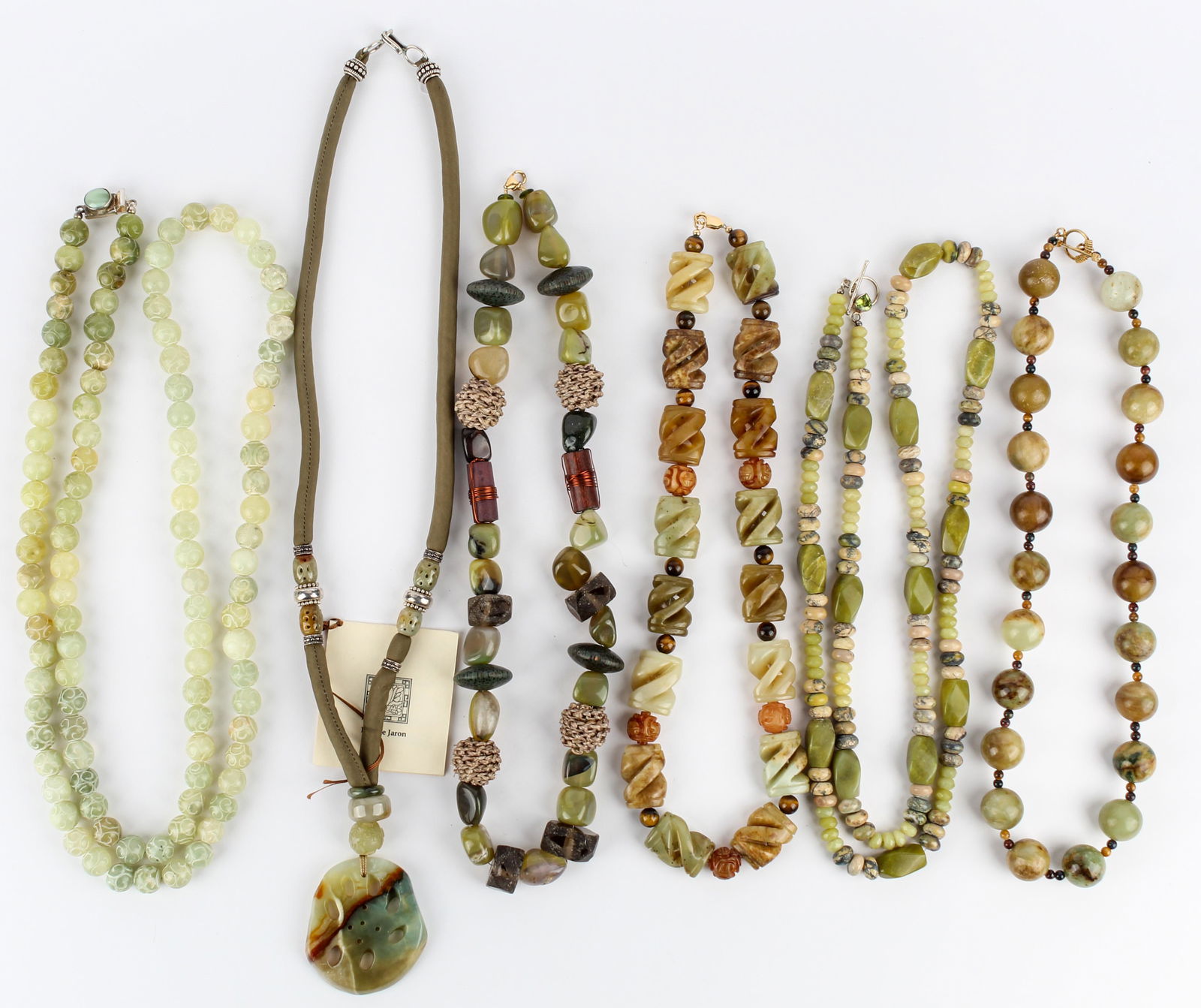 Six Jade and Other Green Semi-Precious Stone Necklaces, Including Brooke Jaron (1 of 4)