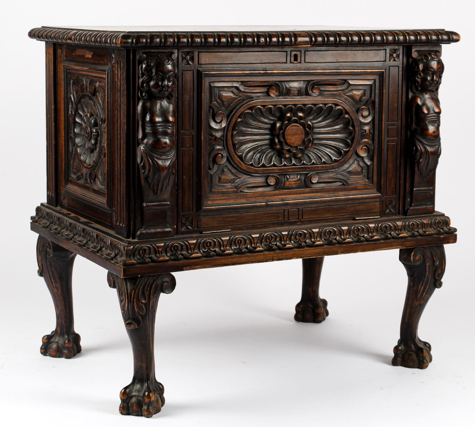Renaissance Revival Carved Oak Two-Sided Chest (1 of 4)