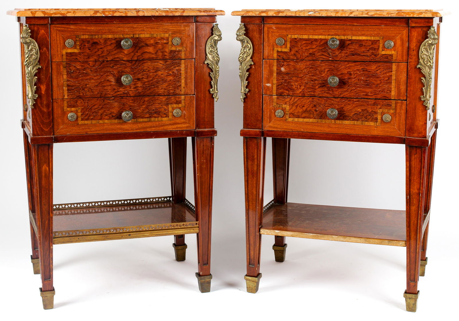 Two French Style Marble Top Nightstands (1 of 7)