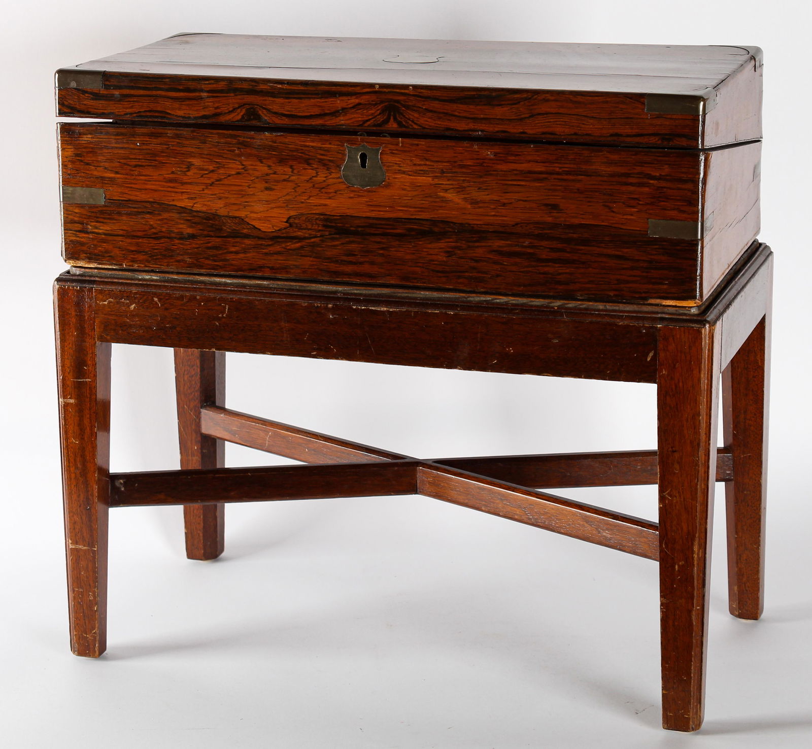 Antique English Campaign Desk on Stand (1 of 6)