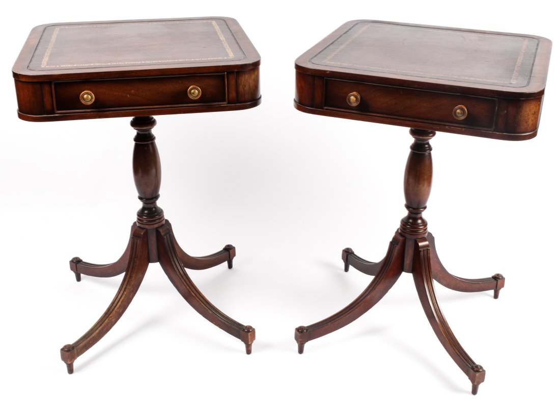 Two Regency Style Mahogany Leather Top Side Tables (1 of 3)