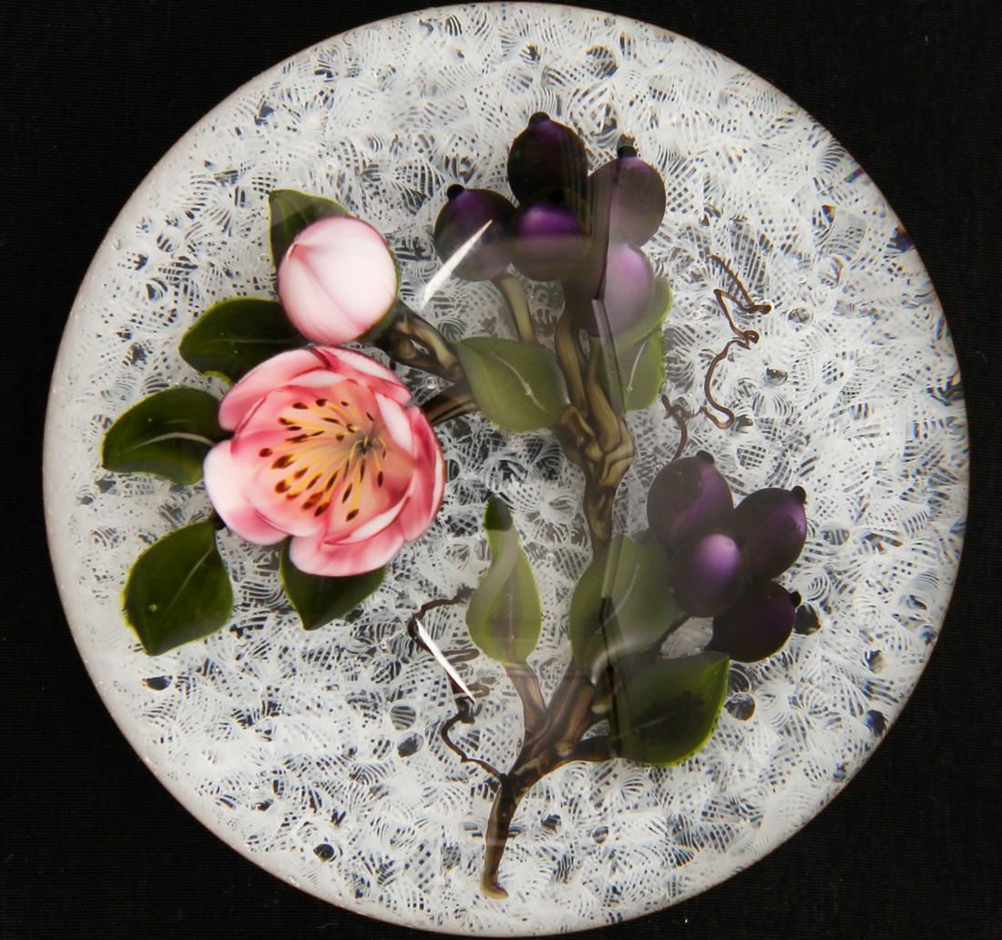 Victor Trabucco Flower & Berry Lampwork Paperweight, 1996 (1 of 3)