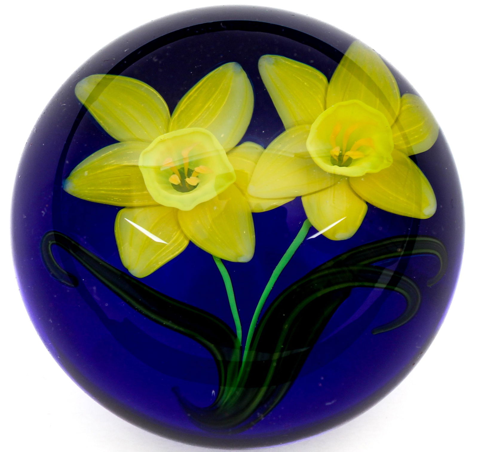 Steven Lundberg Daffodils Art Glass Paperweight (1 of 3)