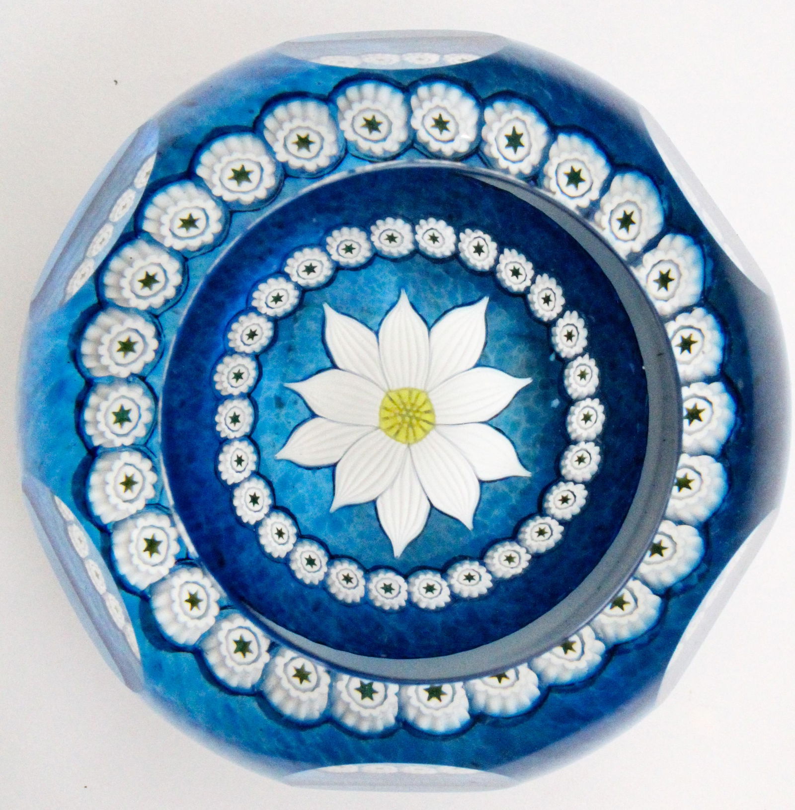 Caithness Faceted Flamework Daisy Flower and Millefiori Art Glass Paperweight (1 of 3)