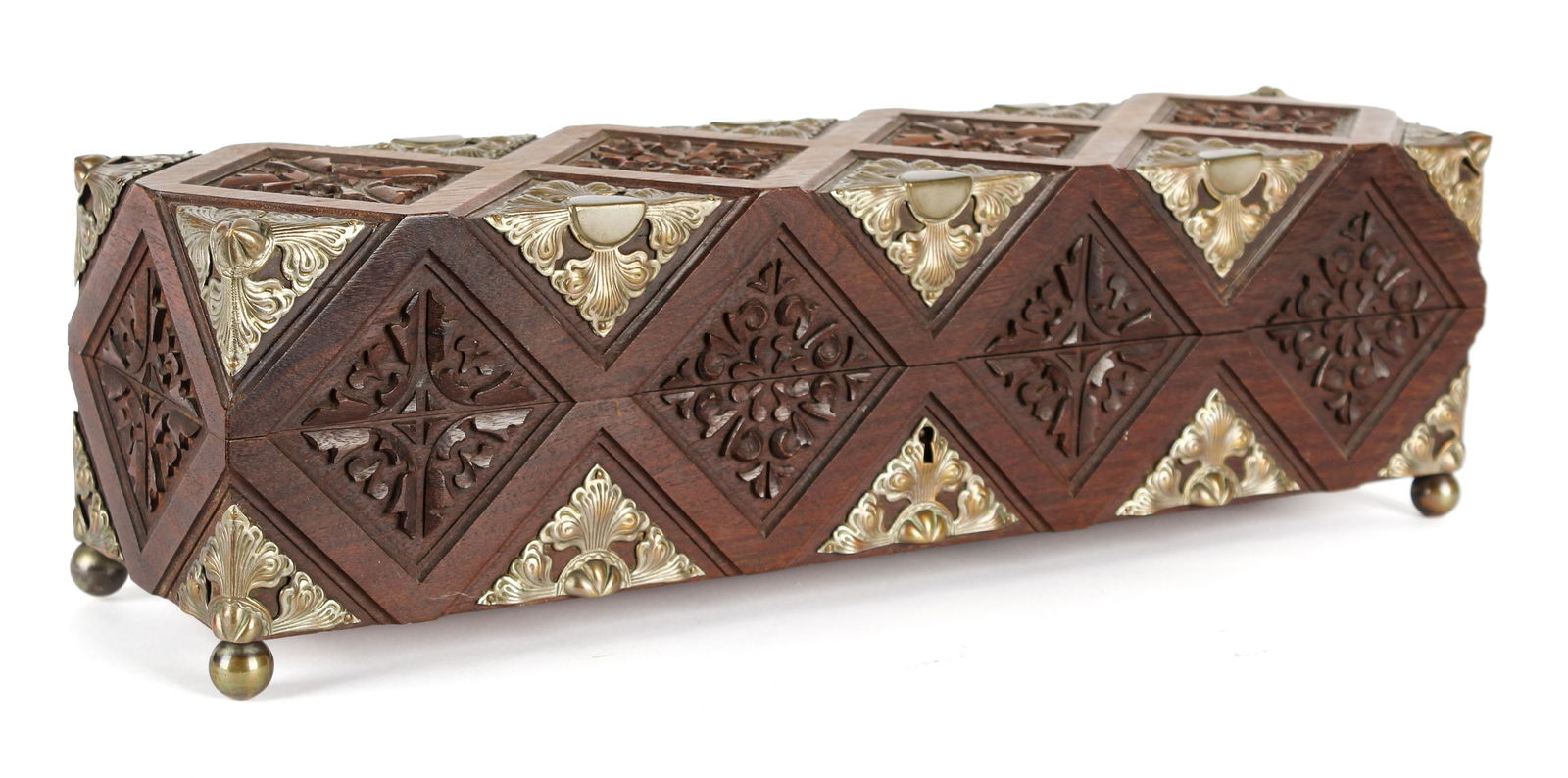Anglo-Indian Style Carved Rosewood Box (1 of 4)