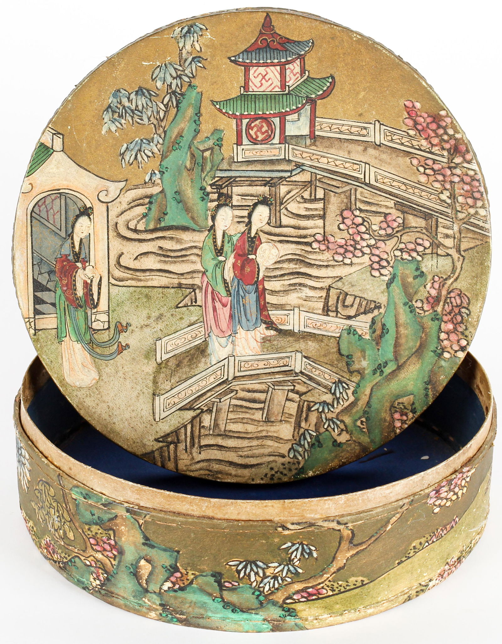 Antique Chinese Painted Leather Box (1 of 7)