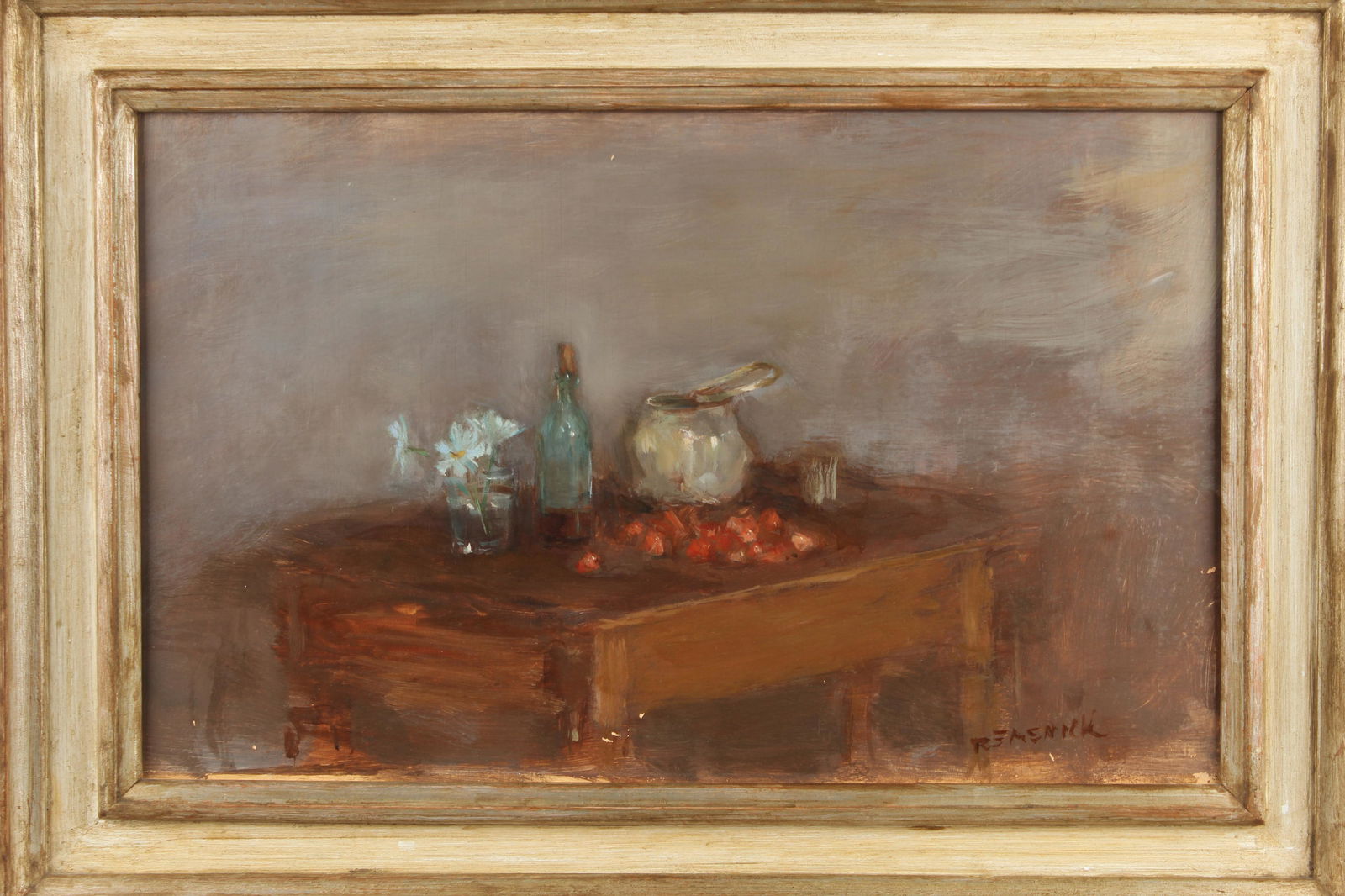 Seymour Remenick (American, 1923-1999): Title: Untitled Subject: Still life Type: Painting Materials: Oil on board Markings & Inscriptions: Signed lower right Date: Mid to late 20th Century Maker: Seymour Remenick (American, 123-1999) D