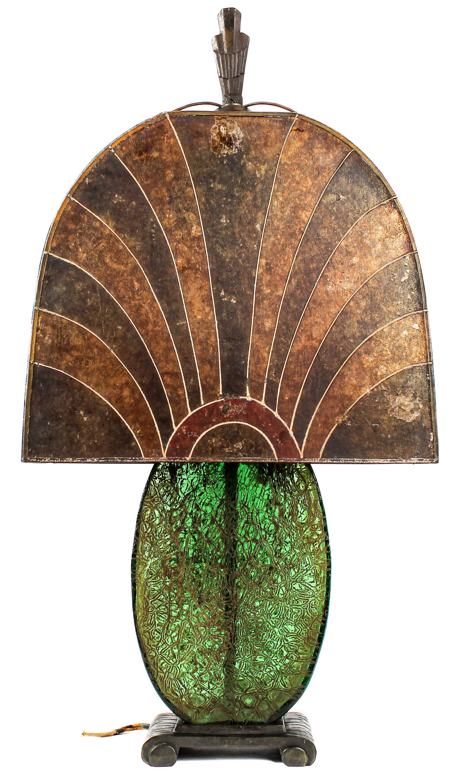 French Art Deco Mica Shade Crackle Glass Table Lamp (1 of 6)