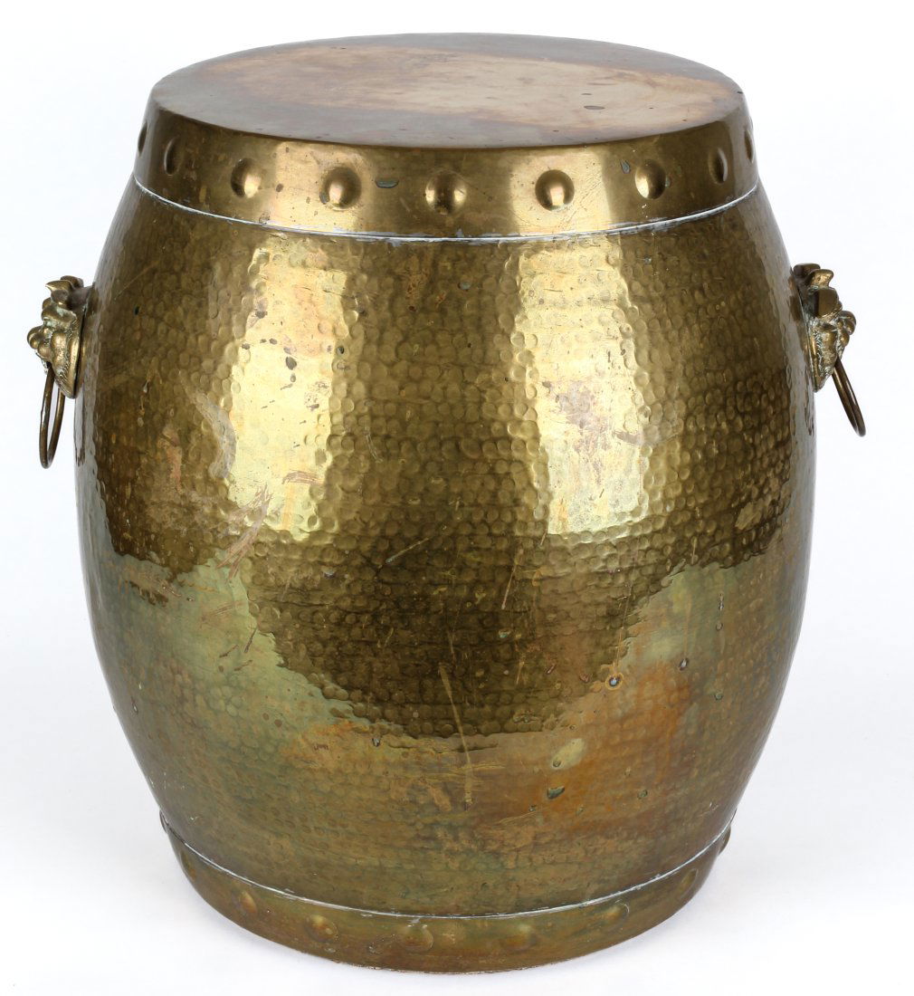 Mid Century Chinese Style Brass Barrel-Form Garden Seat (1 of 3)