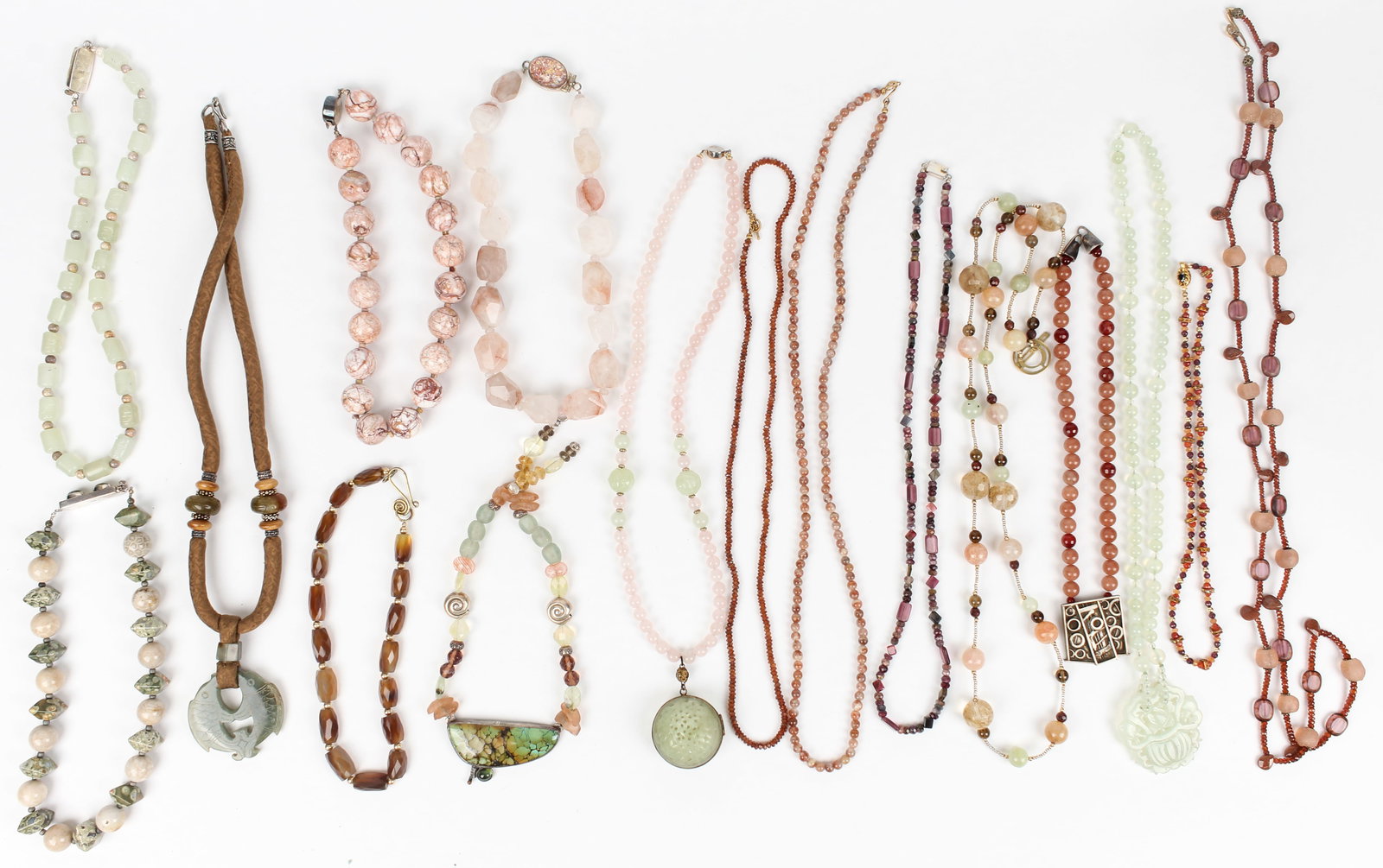 Sixteen Artisan Necklaces, including Sojourner and Brook Jaron, with Jade and Other Semi-Precious (1 of 12)