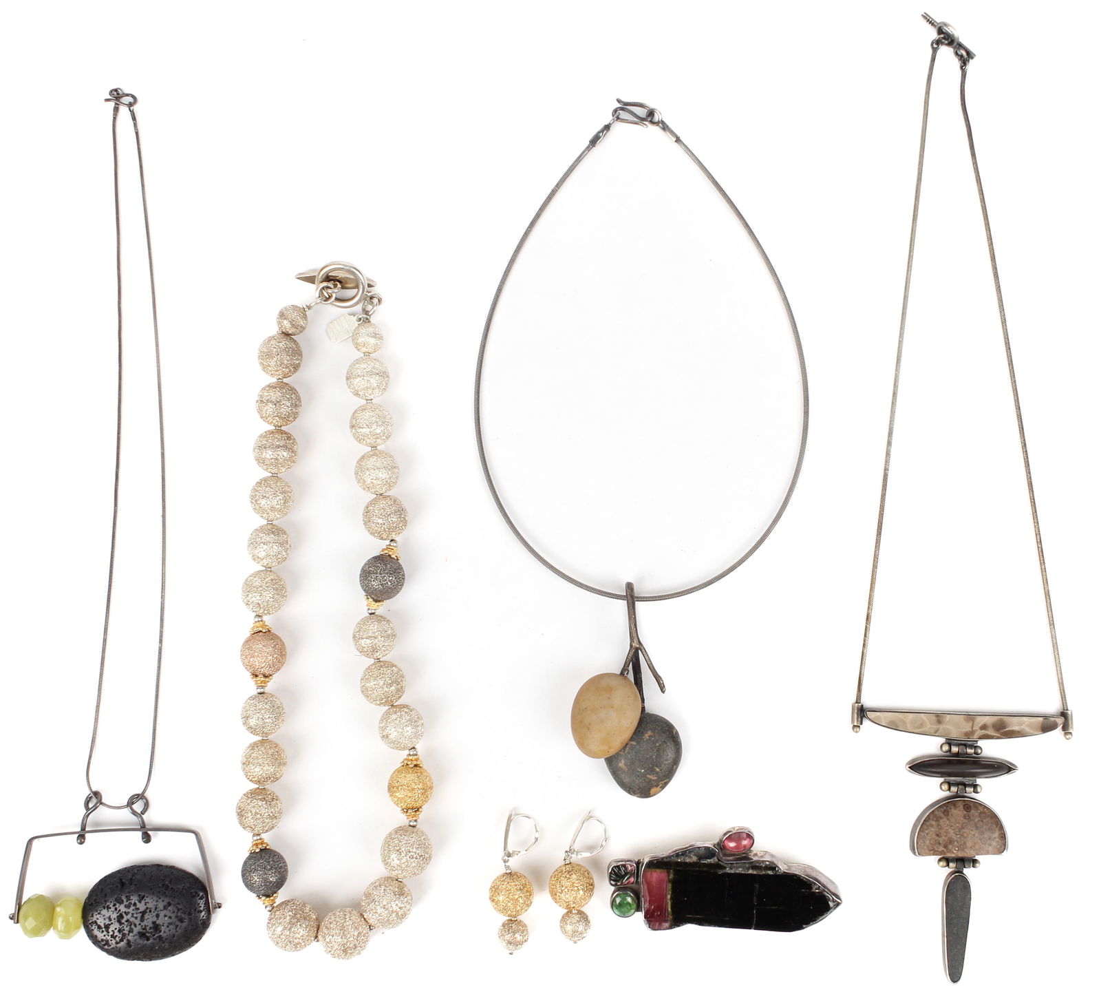 Amy Kahn Russell and Terri Logan, Four Designer Necklaces, Earrings and a Pendant Brooch (1 of 11)