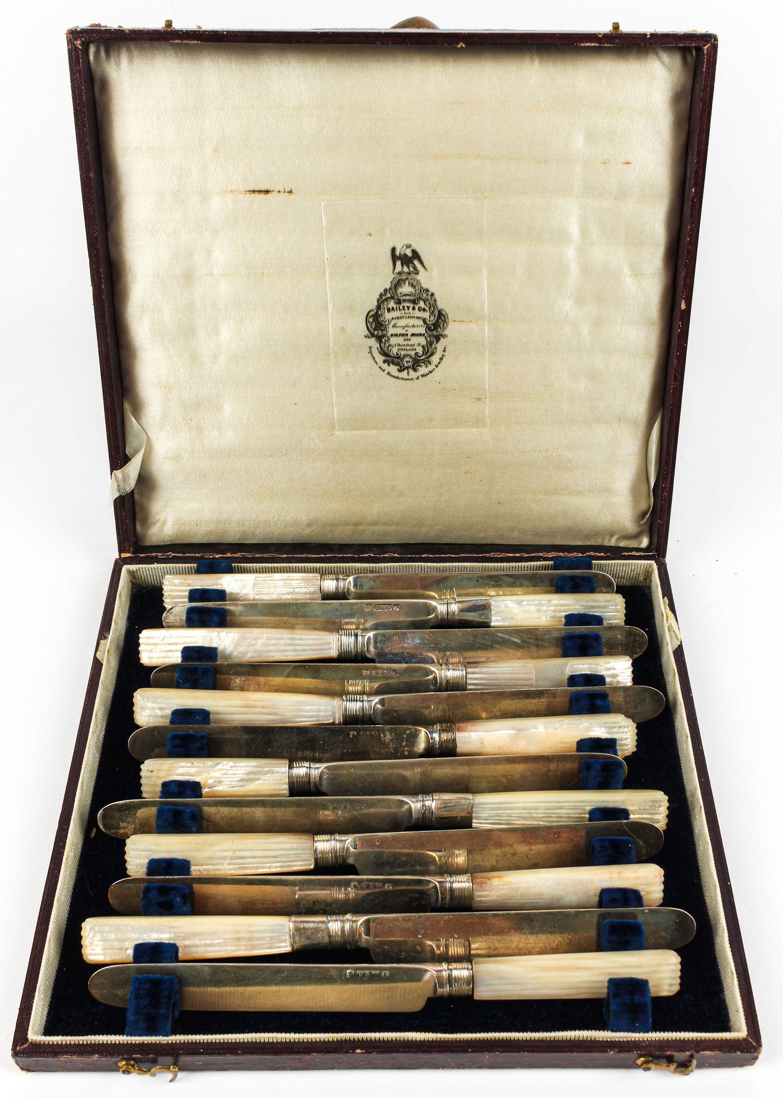 Fletcher & Gardiner Philadelphia Coin Silver & Mother of Pearl Knives, Bailey & Co. (1 of 4)