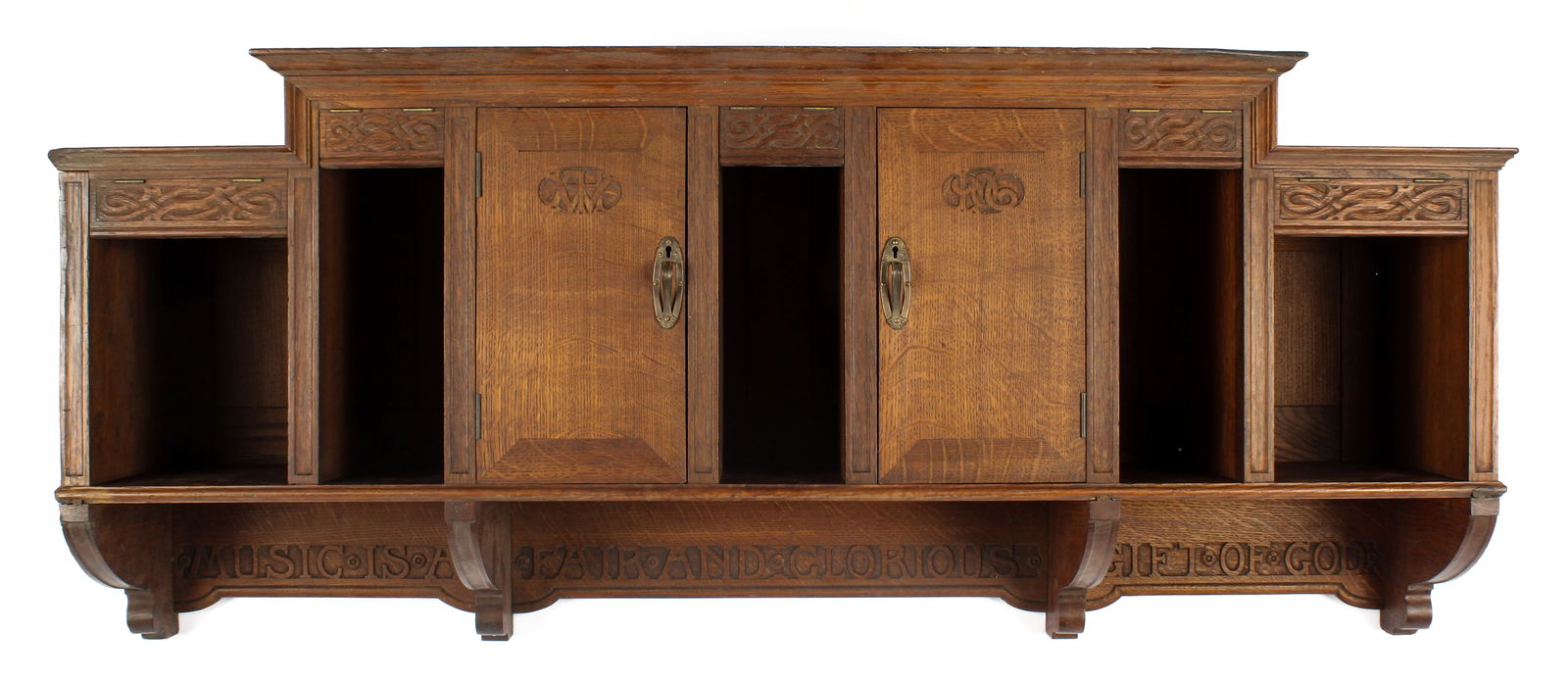 Arts & Crafts Oak Hanging Music Cabinet (1 of 10)