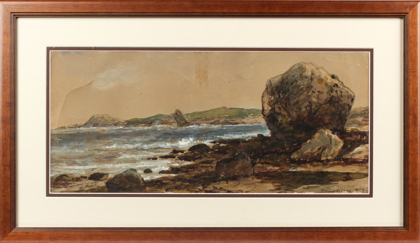 Edmund Darch Lewis (American, 1835-1910) Seascape, Watercolor: Description: An Edmund Darch Lewis seascape watercolor on paper. Type: Watercolor art Materials: Paper, watercolor Markings & Inscriptions: Signed Date: Late 19th century / early 20th century Maker: E