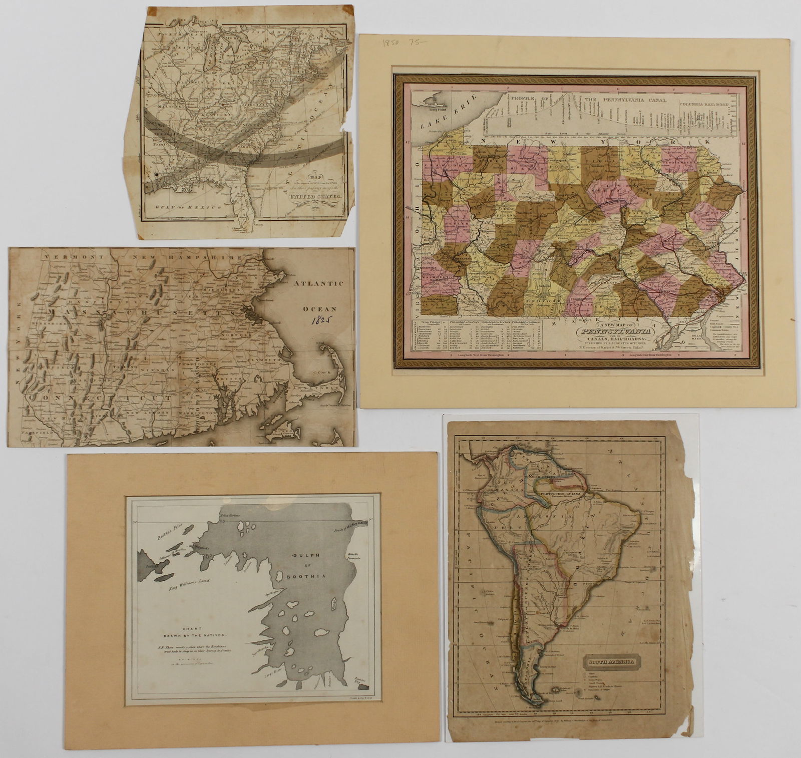 Five Antique Maps, North & South America (1 of 7)