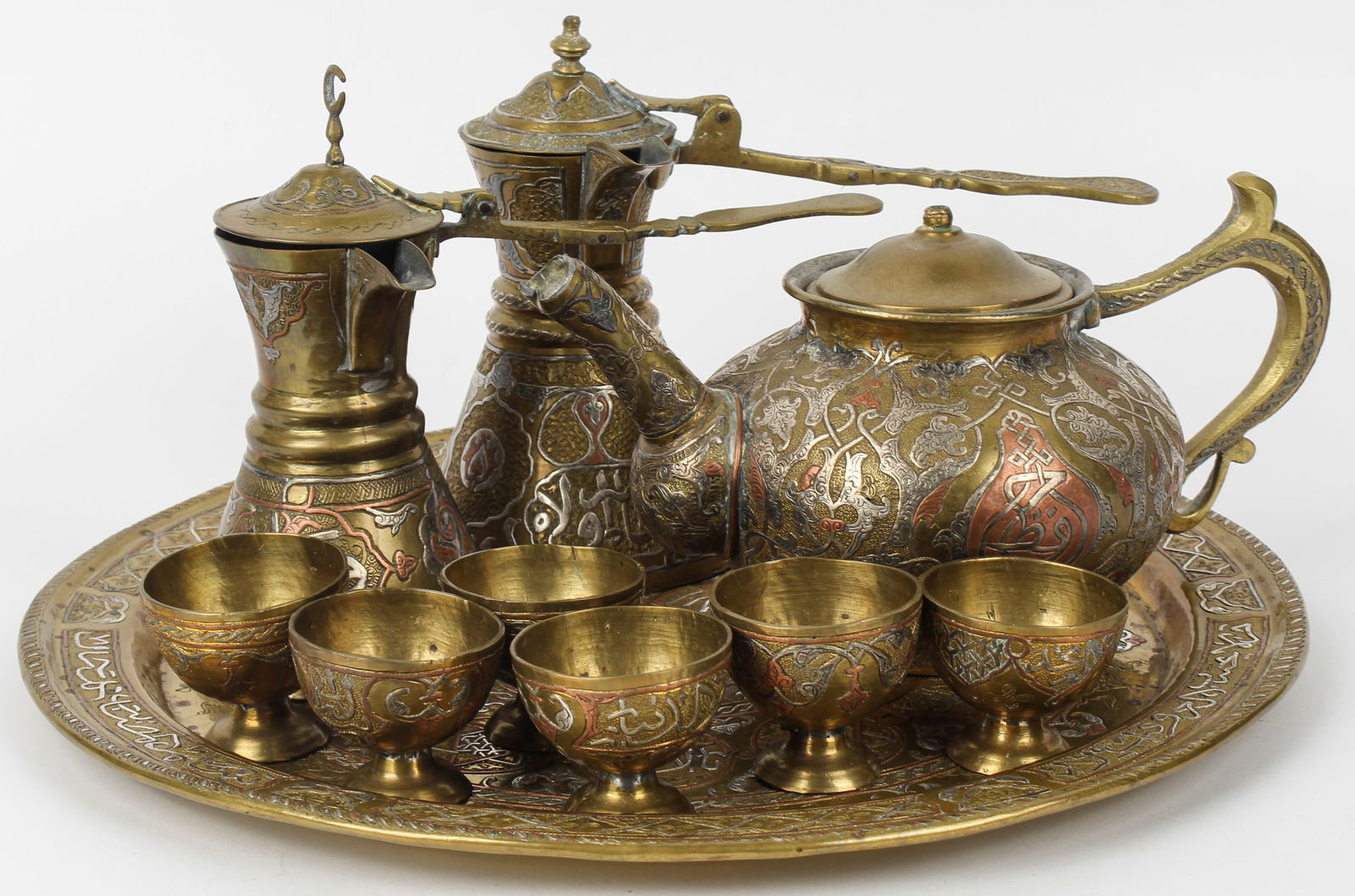 Islamic Cairoware, Copper & Silver Inlaid Brass (1 of 8)
