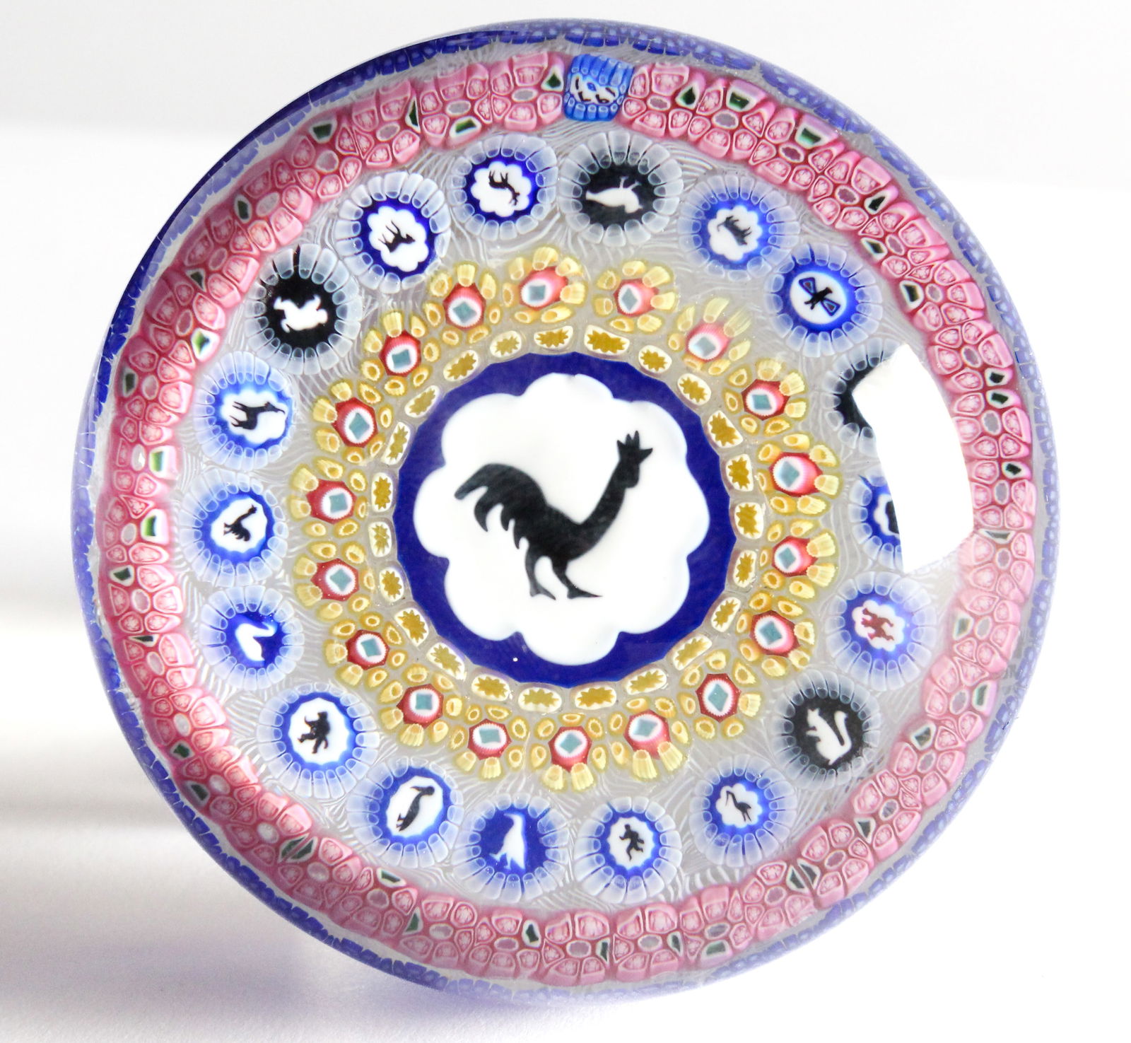 Baccarat Millefiori, Silhouette and Gridel Rooster Paperweight 1971 (1 of 4)