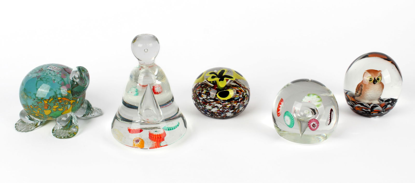 Five Art Glass Paperweights (1 of 9)