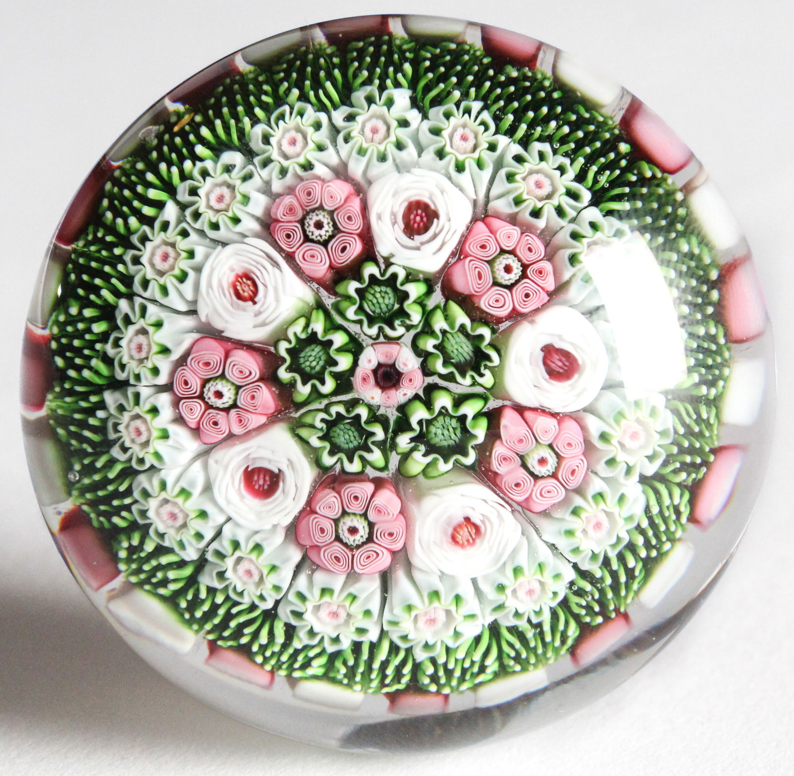 Antique Clichy Rose and Millefiori Art Glass Paperweight (1 of 3)
