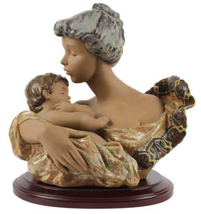 Lladro Gres Porcelain Cherish Figure, Mother & Child: Description: A large Lladro Gres porcelain "Cherish" figure (#2224) of a mother & child. Type: Figurine Materials: Porcelain  Markings & Inscriptions: arked Date: Late 20th / 21st century.  Maker: Lla