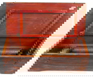 Large Swiss Cylinder Music Box: Description: A large antique Swiss cylinder music box in the original wood case. Type: Music box Materials: Wood, brass, metal Markings & Inscriptions: Unmarked Date: Early 20th century Maker: Swiss