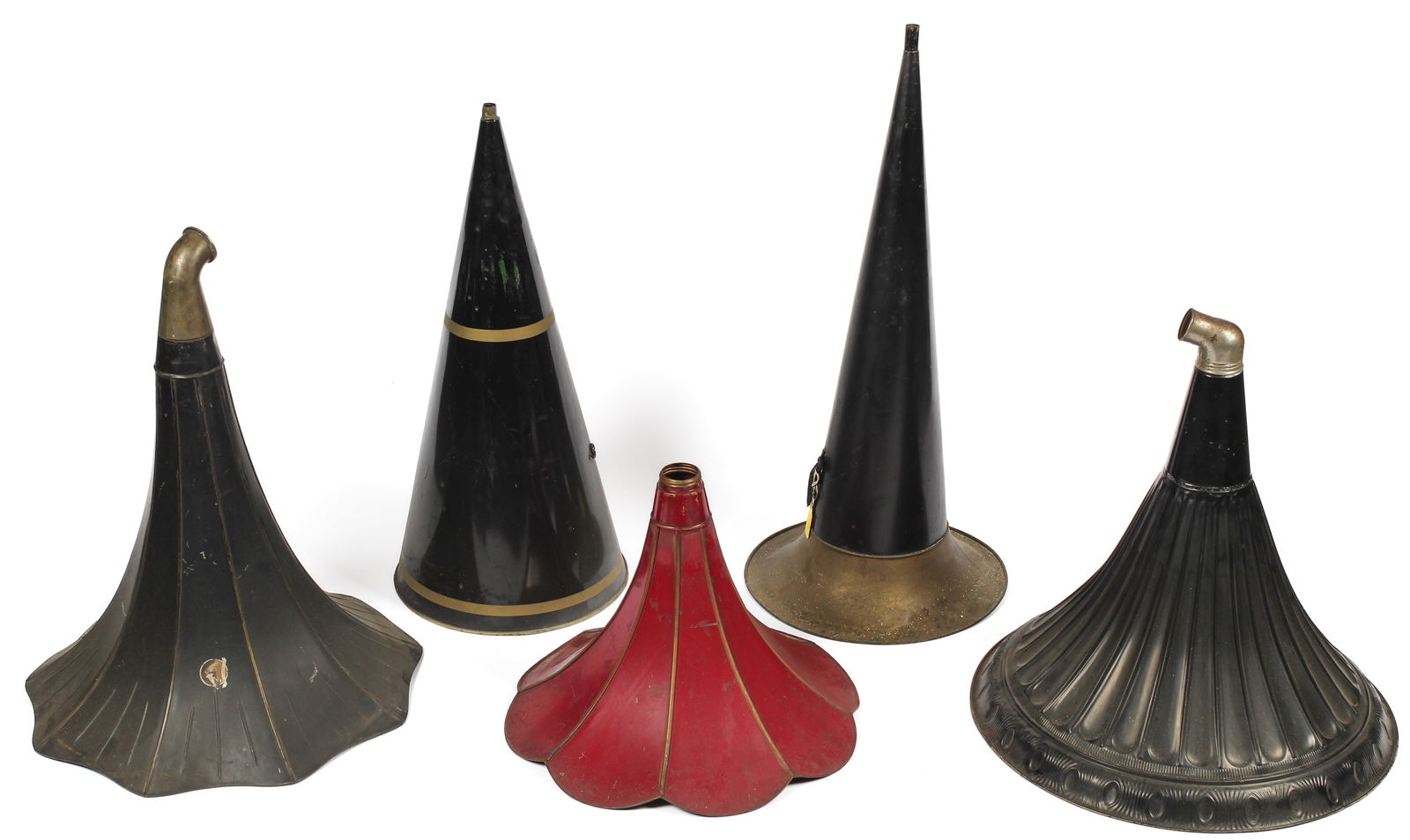 Five Antique Gramophone & Phonograph Horns (1 of 4)