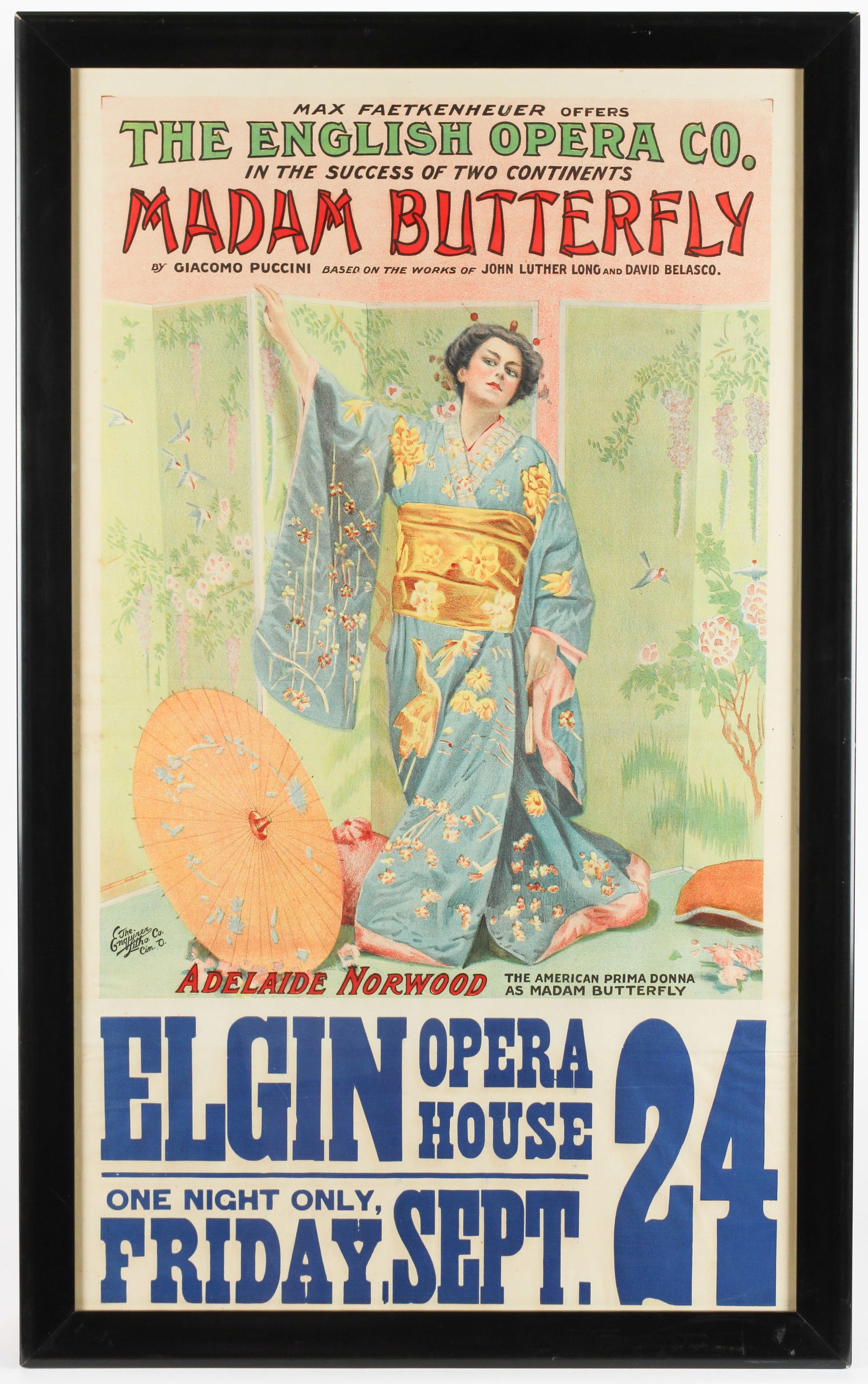 Madam Butterfly Lithograph Opera Poster Early 20th C. (1 of 4)