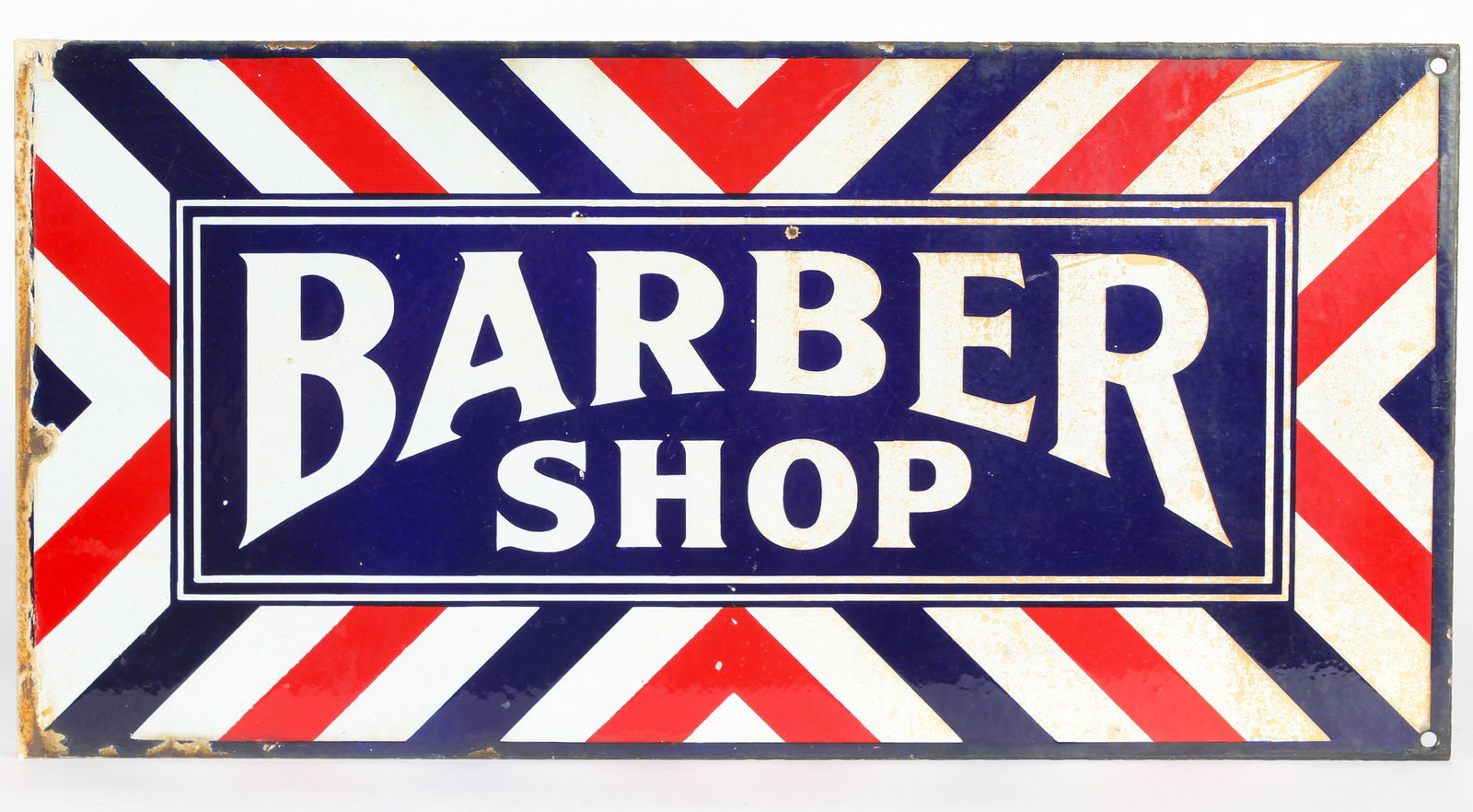 Porcelain Enamel Barber Shop Flange Sign (1 of 3)