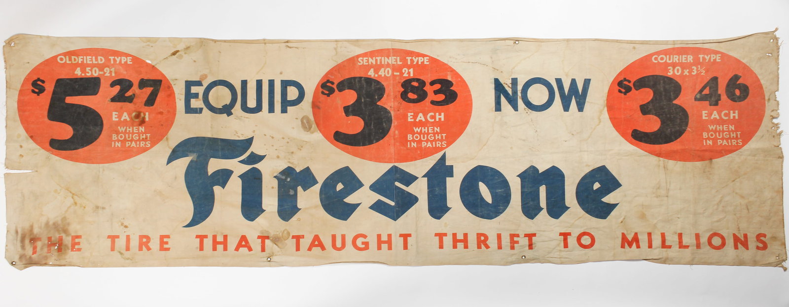 1930's Firestone Tires Advertising Banner (1 of 5)