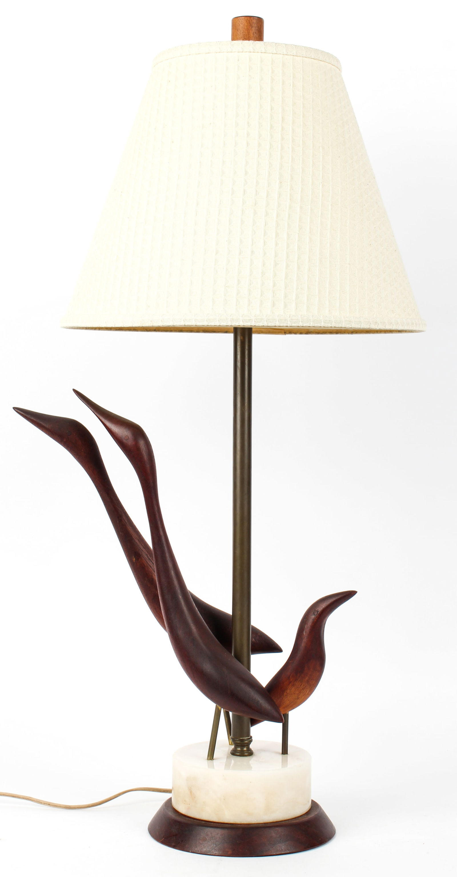 Val Robbins Mid Century Modern Carved Birds Table Lamp (1 of 4)