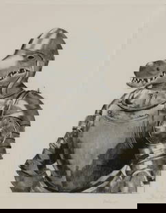 Tom Palmore (American, B 1945) Knight, Etching: Description: A signed, titled and numbered etching depicting an armored alligator. Title: KnightType: Etching Materials: Wove paper Markings & Inscriptions: Signed, titled and numbered 13/150 Date: