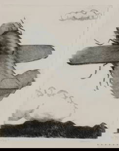 Tom Palmore (American, B 1945) Fly Airplane Fly, Etching: Description: A signed, titled and numbered etching depicting a flying insect airplane Title: Fly Airplane FlyType: Etching Materials: Wove paper Markings & Inscriptions: Signed, titled, and numbered