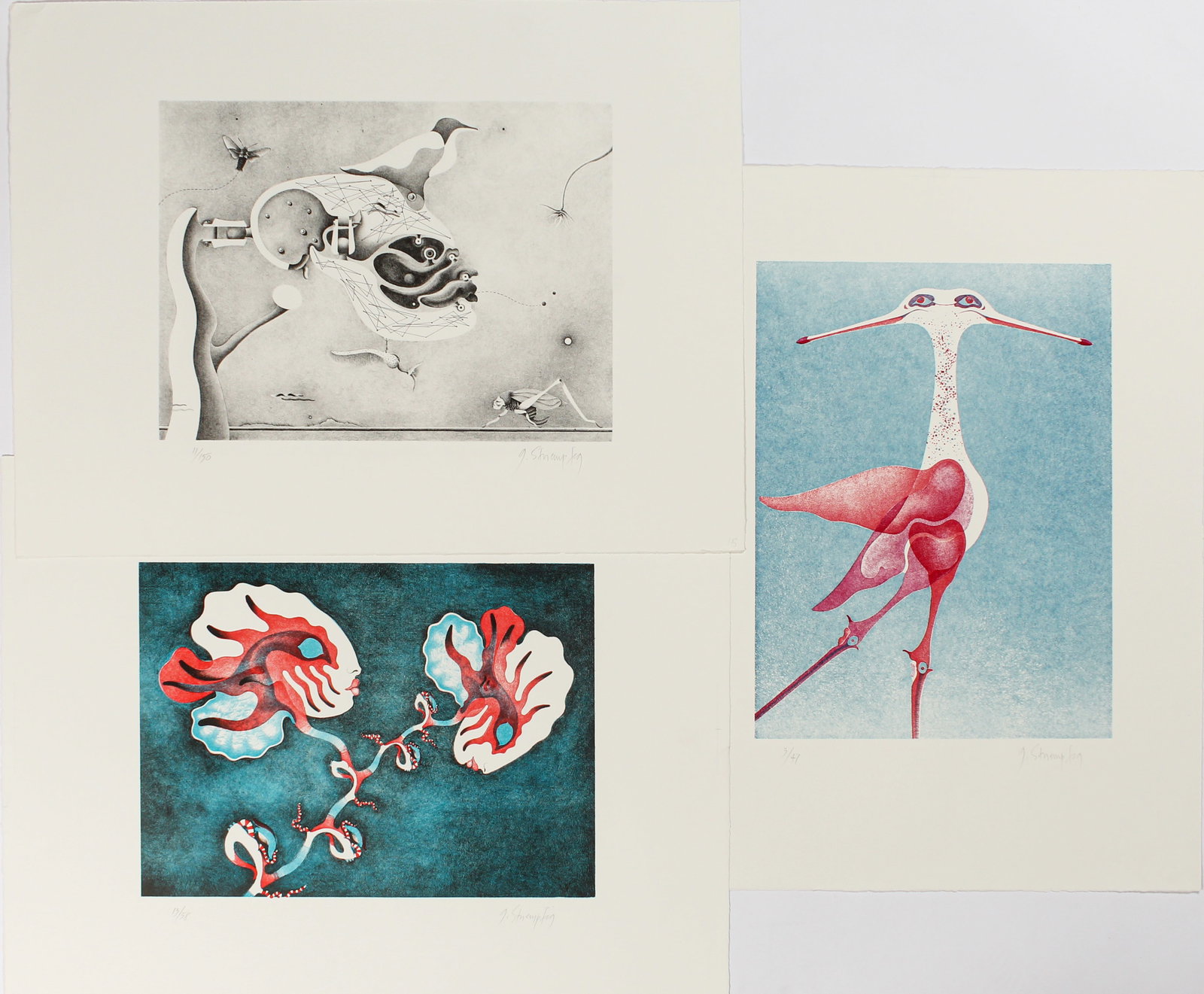 George Stuempfig (American, 20th C.) Three Lithographs (1 of 4)