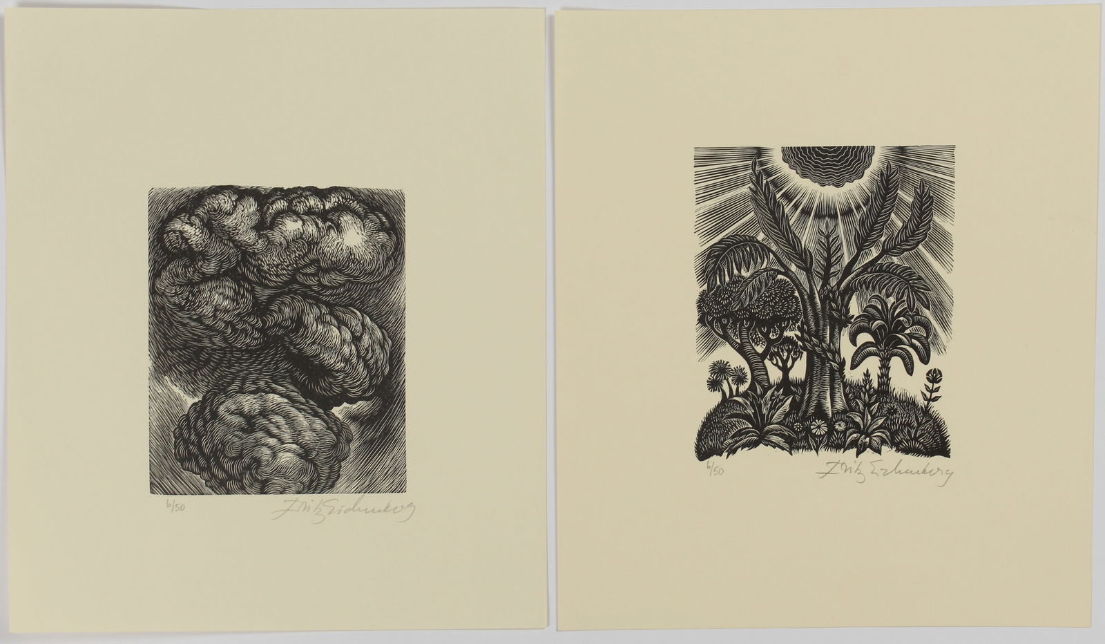 Fritz Eichenberg (German-American, 1901-1990) Two Wood Engravings (1 of 3)