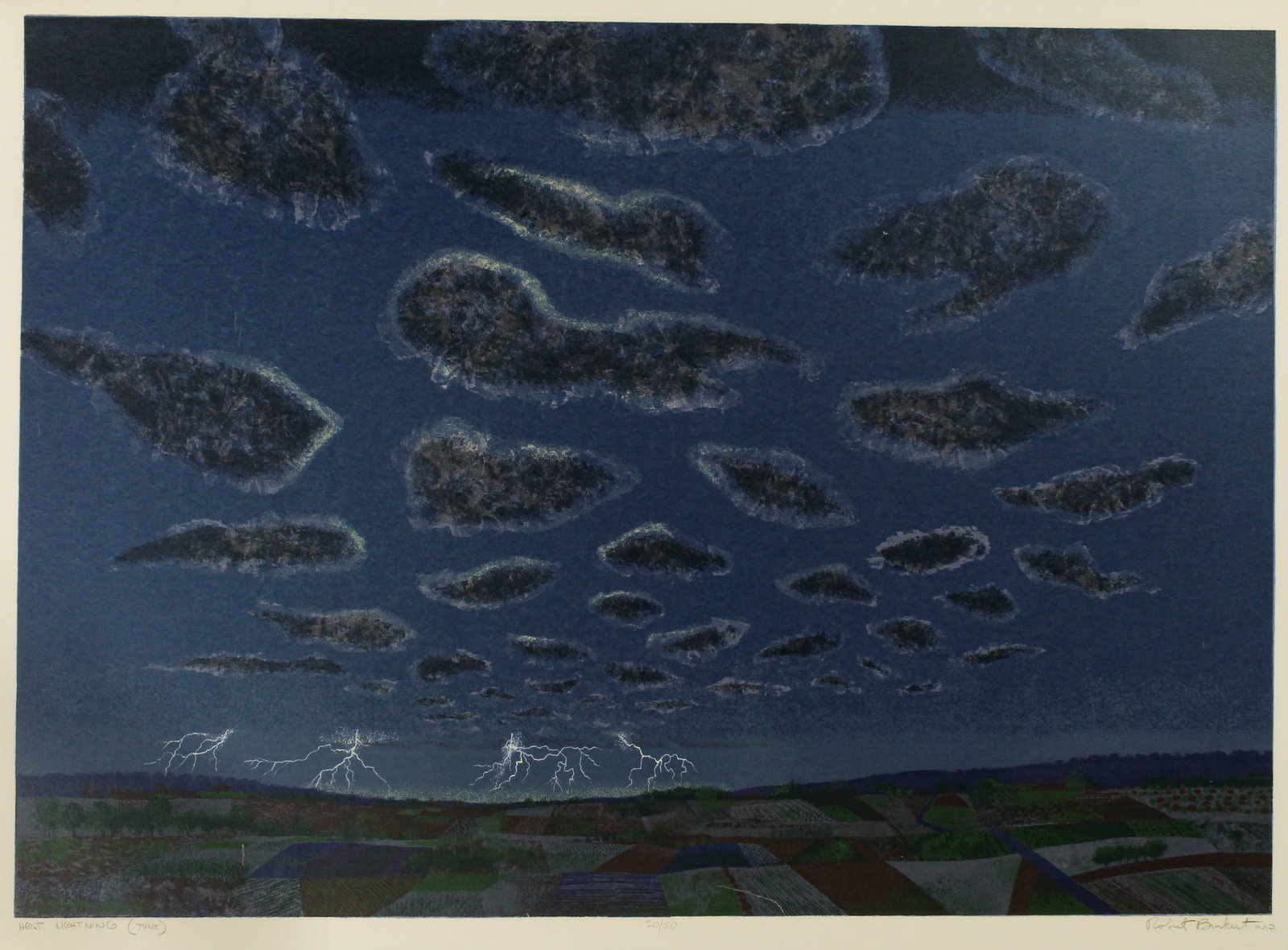 Robert Burkert (American, B. 1930) Heat Lightning (June), Serigraph, Art (1 of 4)