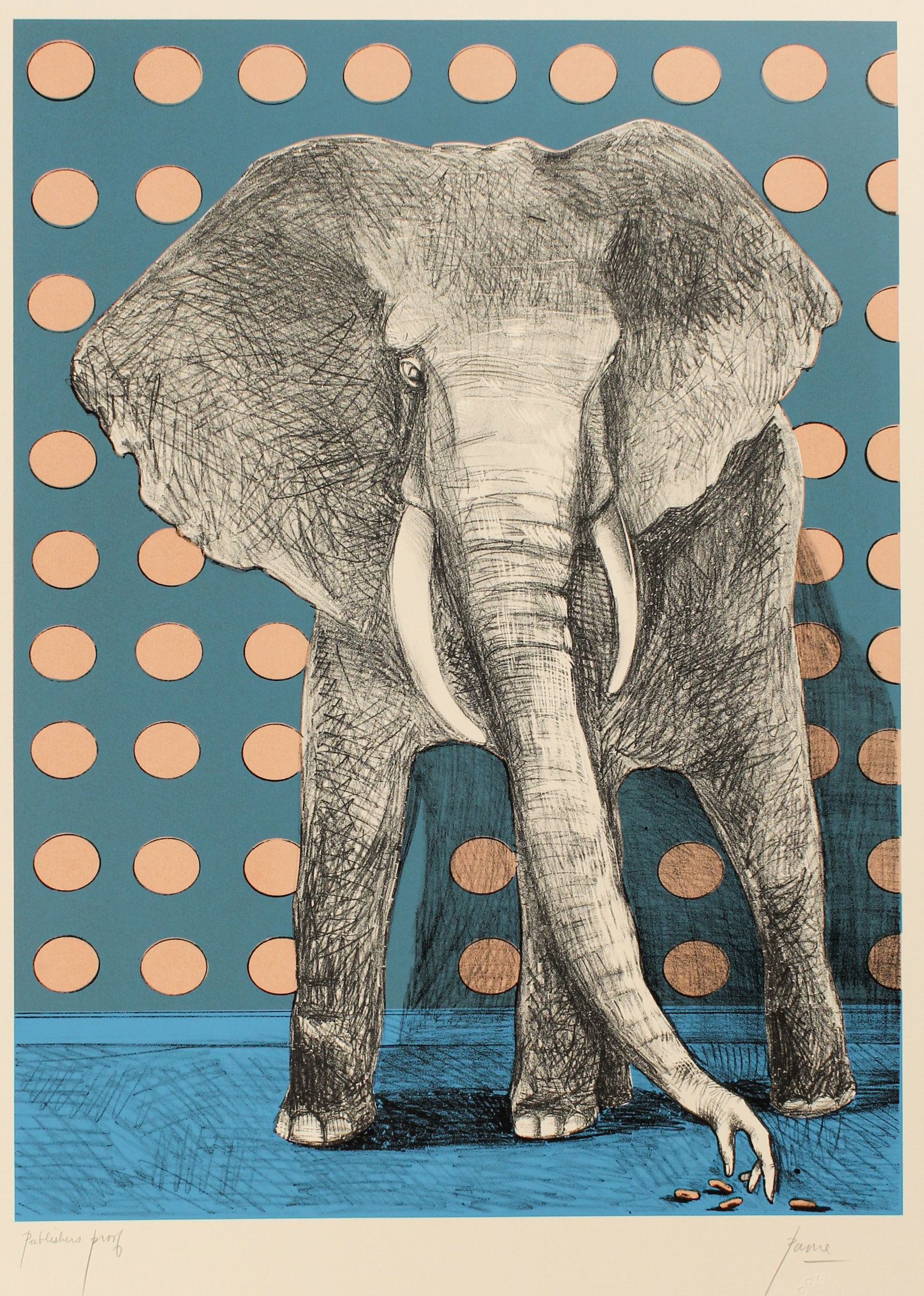 Peter Paone (American, B. 1936) Elephant, Lithograph (1 of 3)