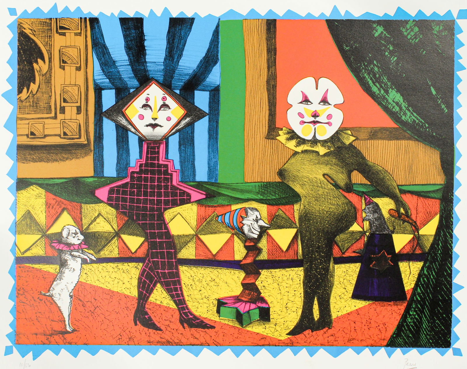 Peter Paone (American, B. 1936) Circus Figures, Lithograph (1 of 4)