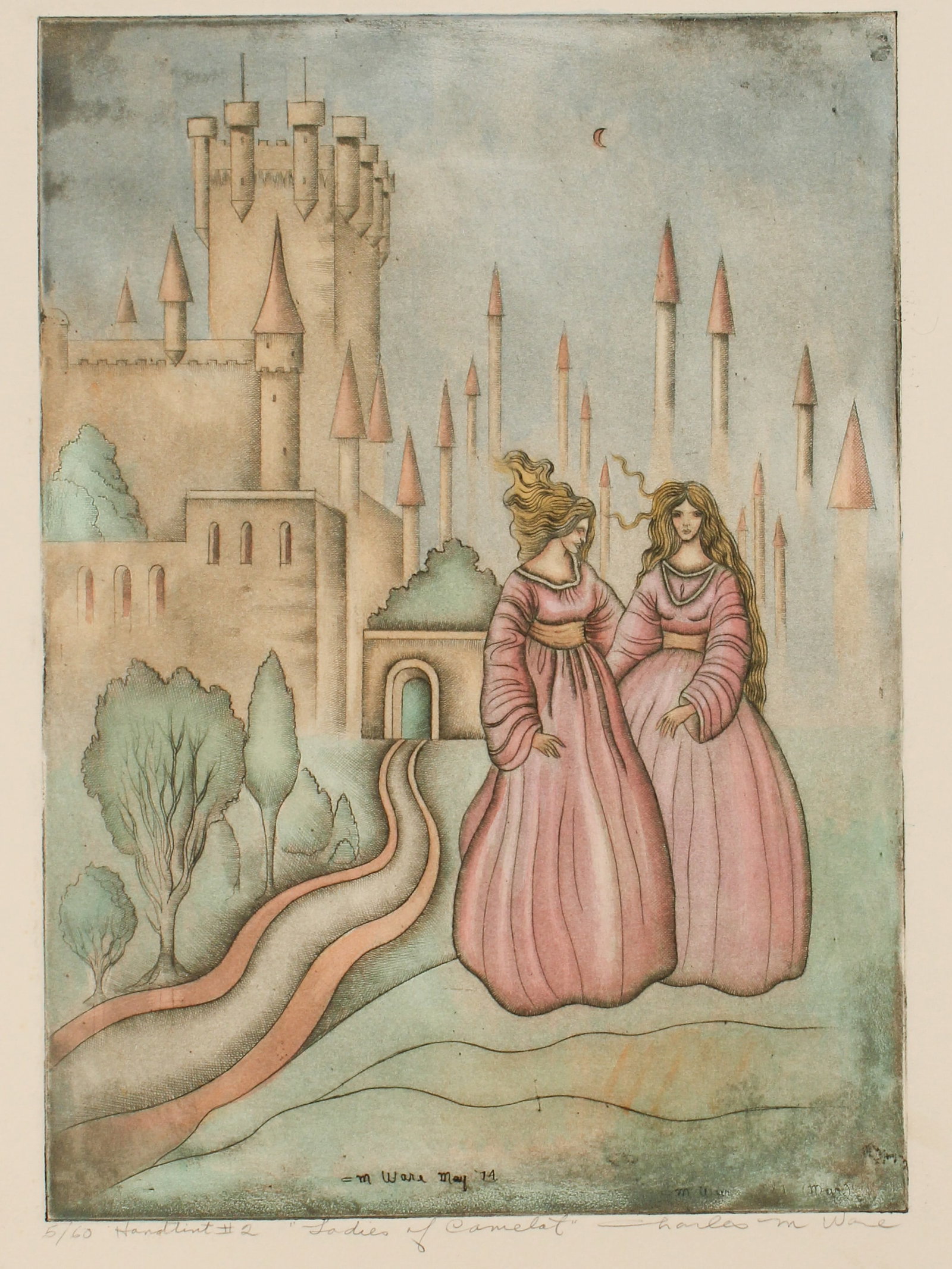 Charles M. Ware (American, 1921-2005) Ladies of Camelot, Etching, Art (1 of 3)