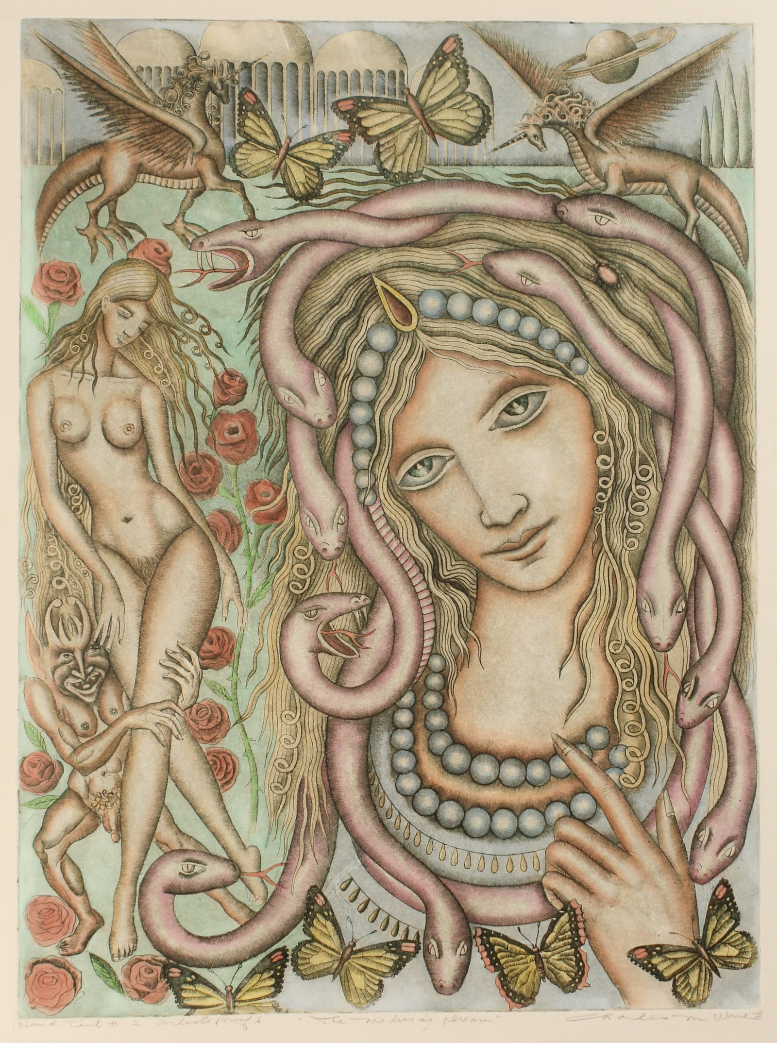 Charles M. Ware (American, 1921-2005) The Medusa's Dream, Etching, Artist's Proof, Art (1 of 3)