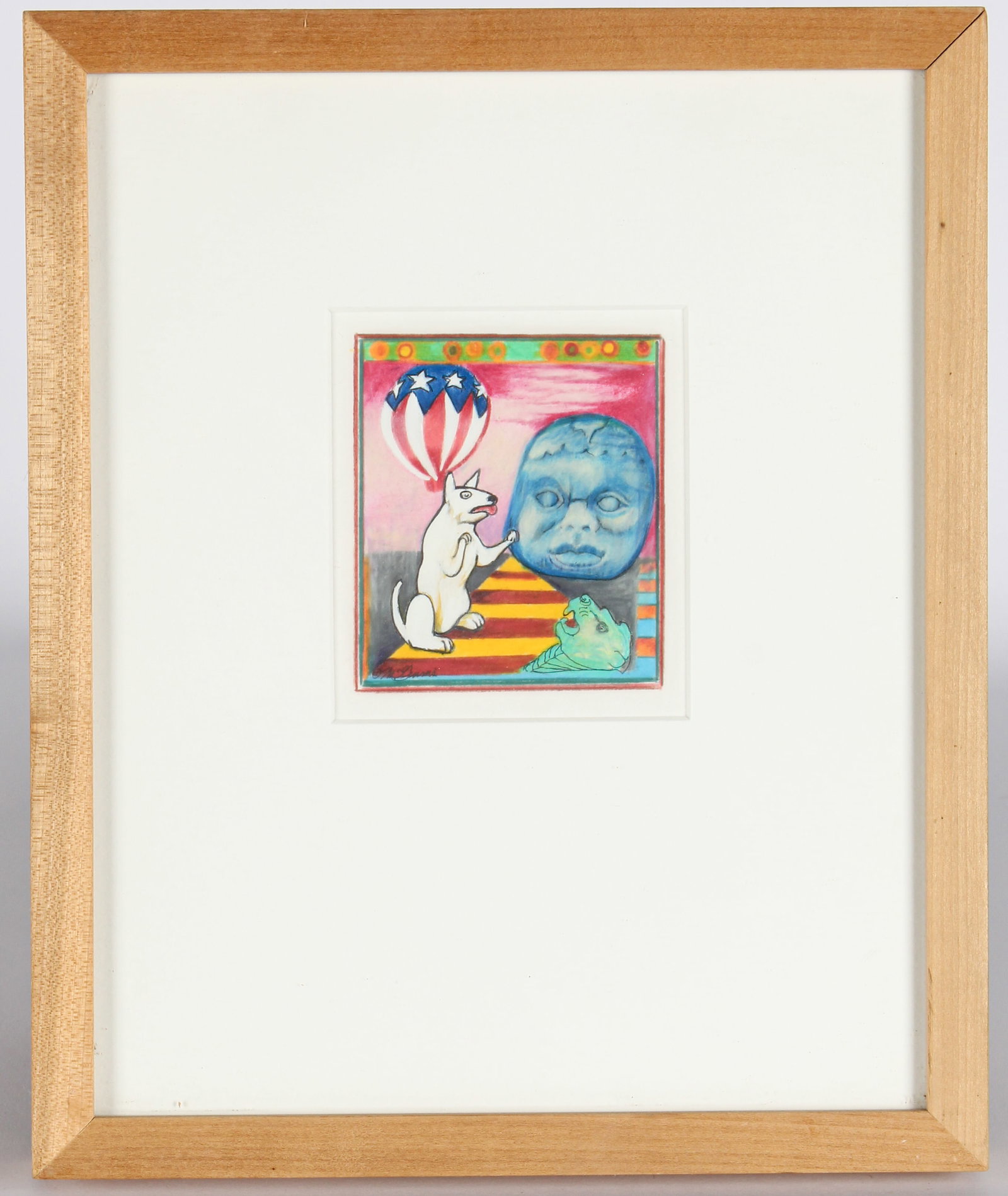 Christine McGinnis (American, 1937-2019) Balloon & Dog, Mixed Media Painting, Art (1 of 3)