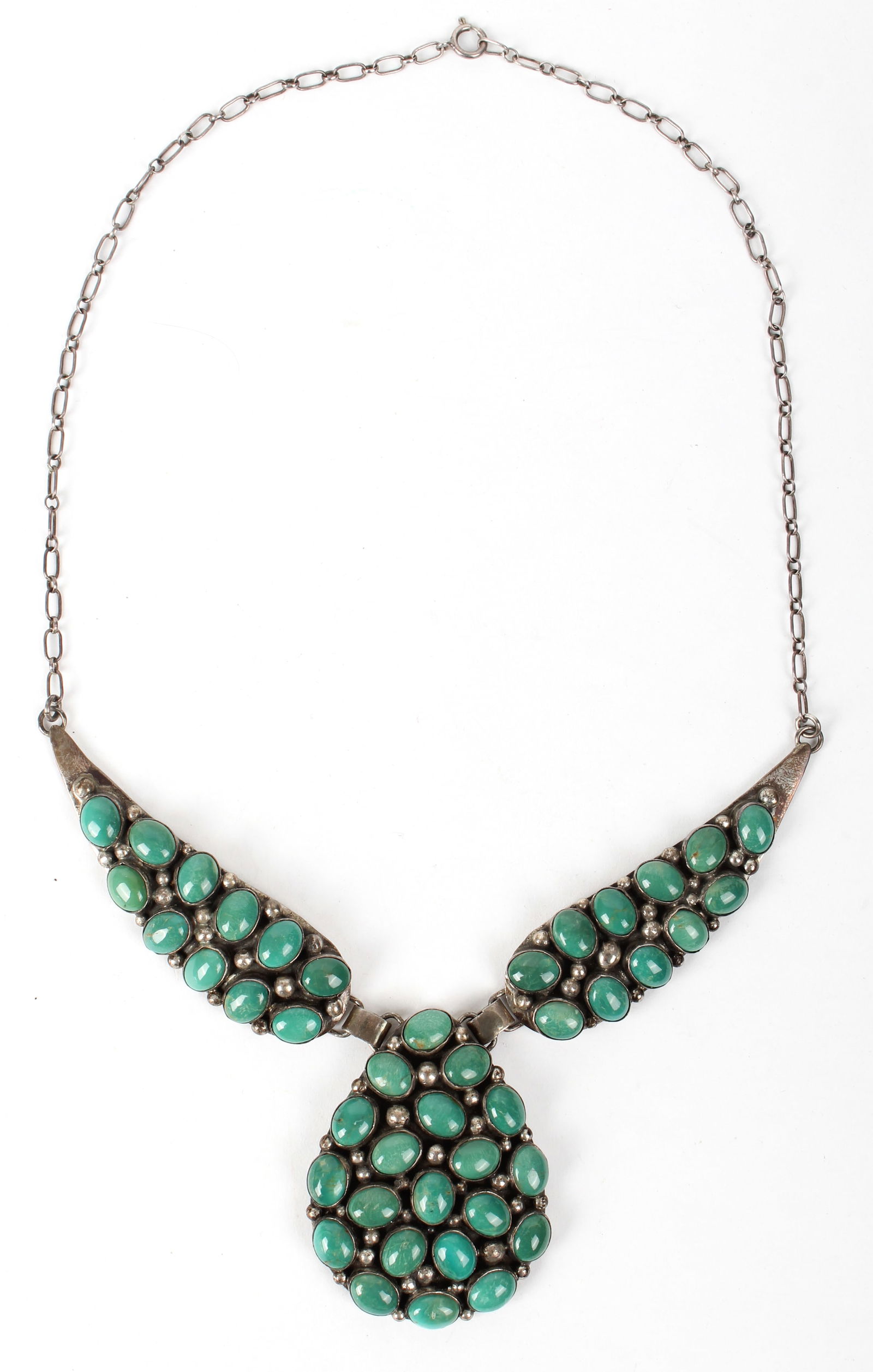 An Emer Thompson Turquoise and Silver Navajo Necklace (1 of 4)