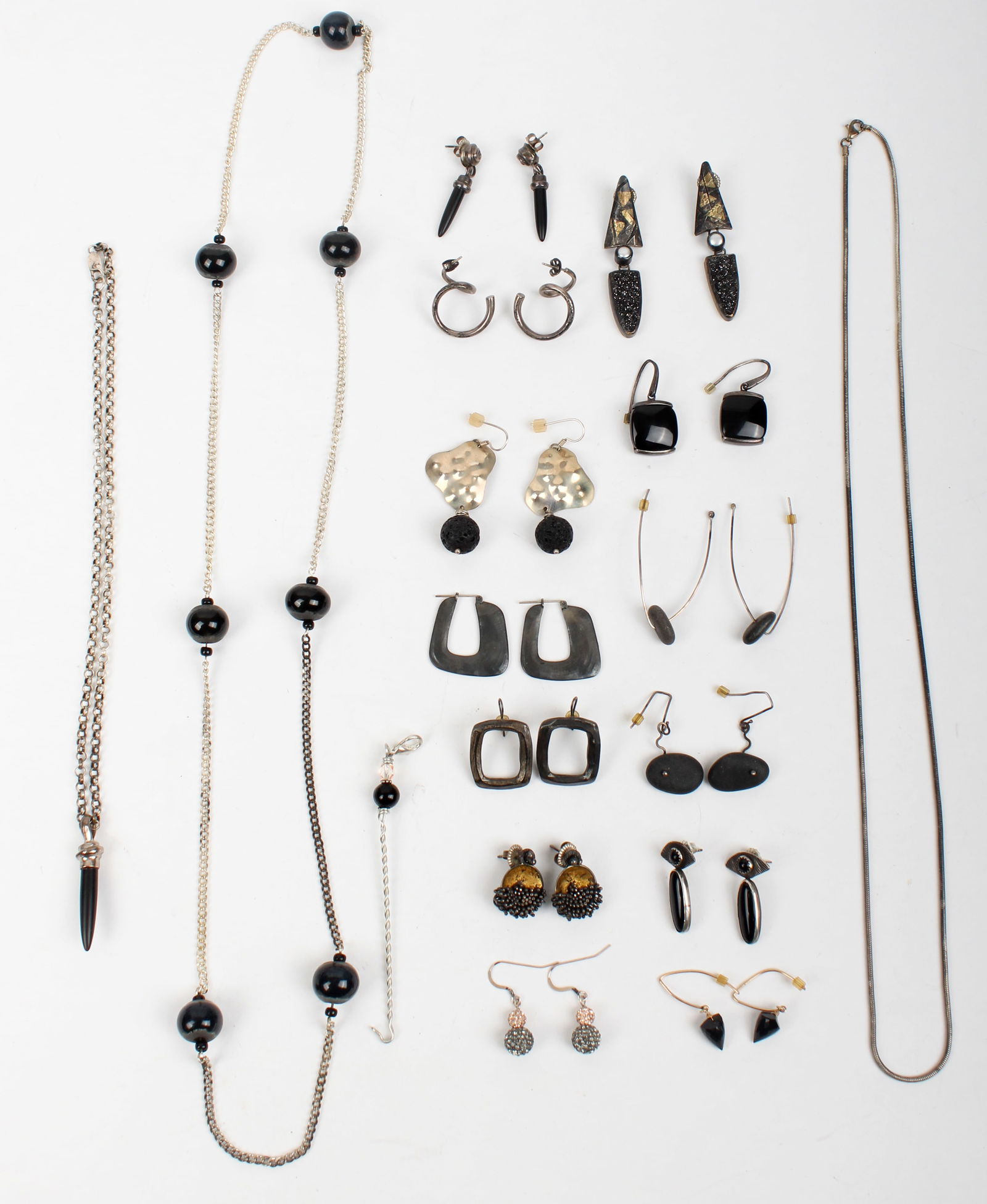 13 Pairs of Earrings, Three Necklaces and a Pendant, Including Onyx and Silver (1 of 10)