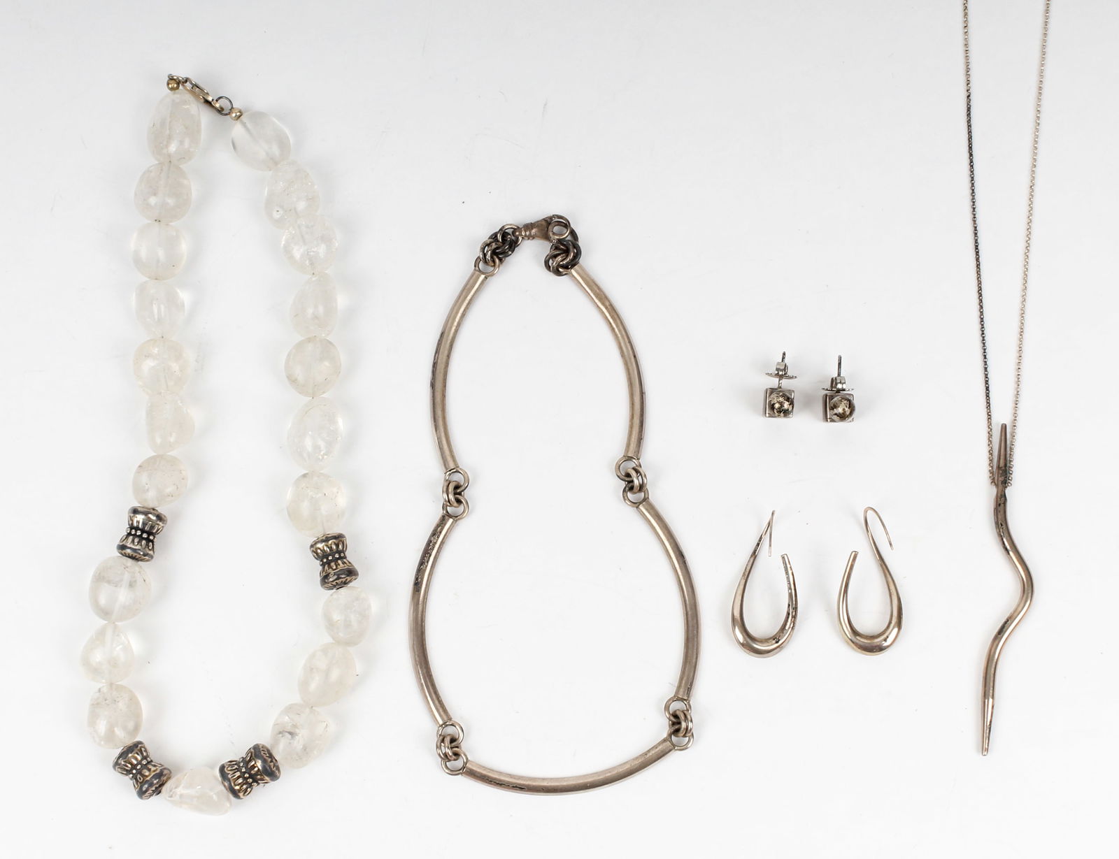 Three Necklaces, Including One by Navajo Artist, Artie Yellowhorse, and Two Pairs of Earrings (1 of 4)