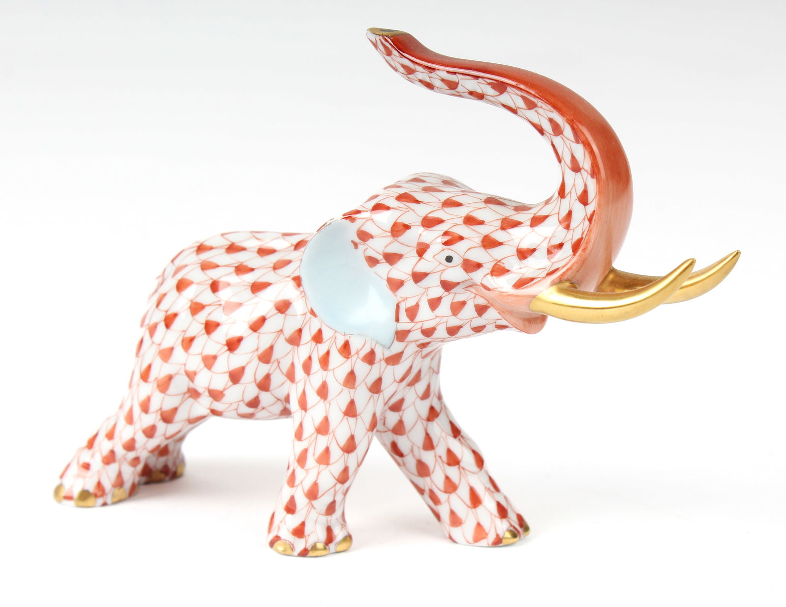Herend Porcelain Rust Fishnet Elephant FIgurine (1 of 6)