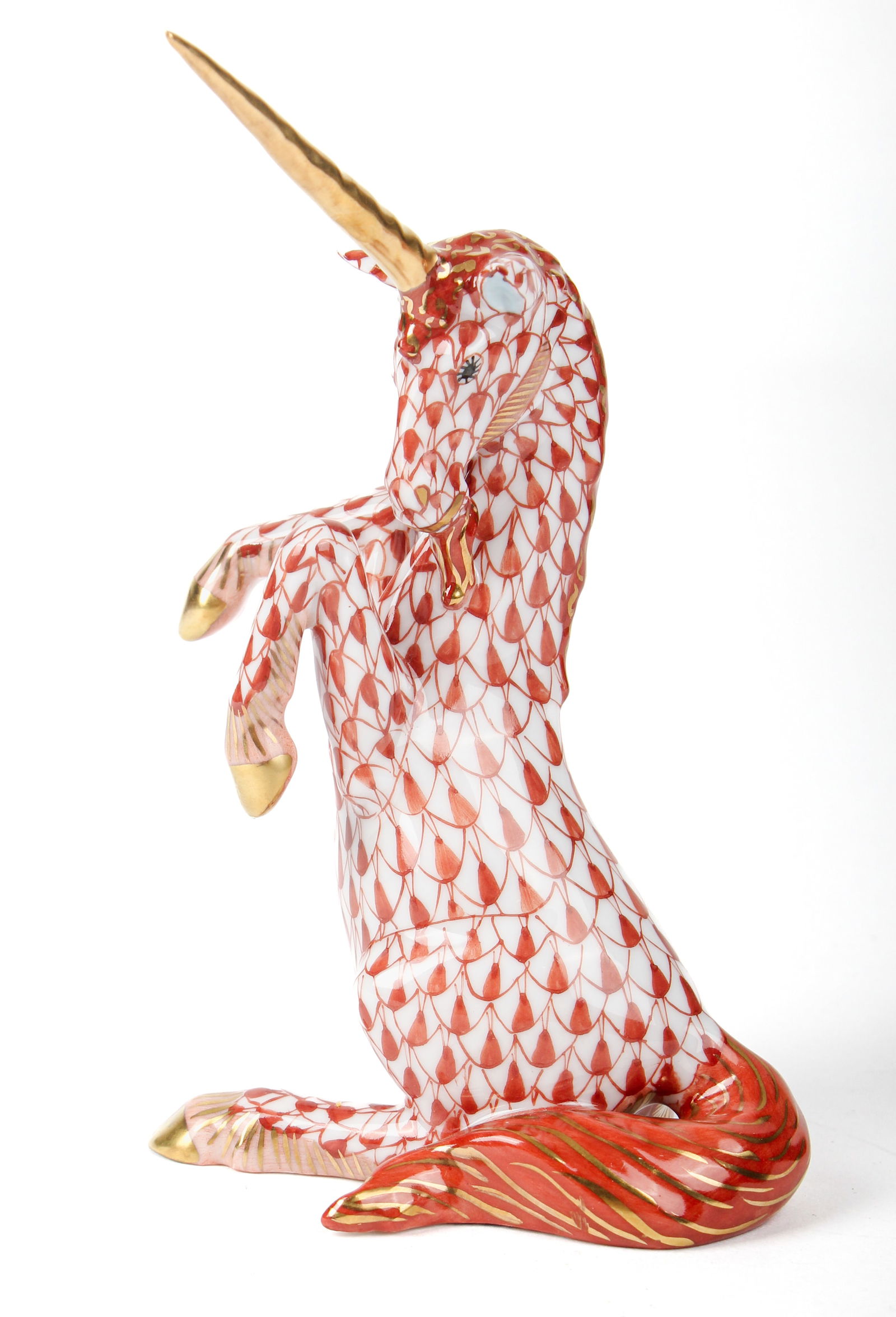 Herend Porcelain Rust Fishnet Unicorn Figurine (1 of 5)