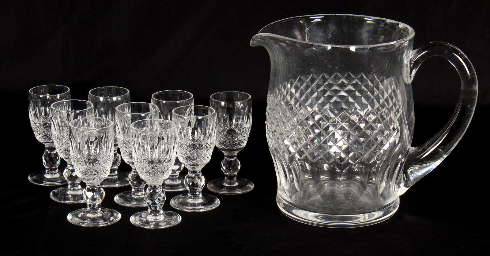 Nine Waterford "Colleen" Cut Crystal Cordial Glasses, Waterford "Colleen" Pitcher (1 of 3)