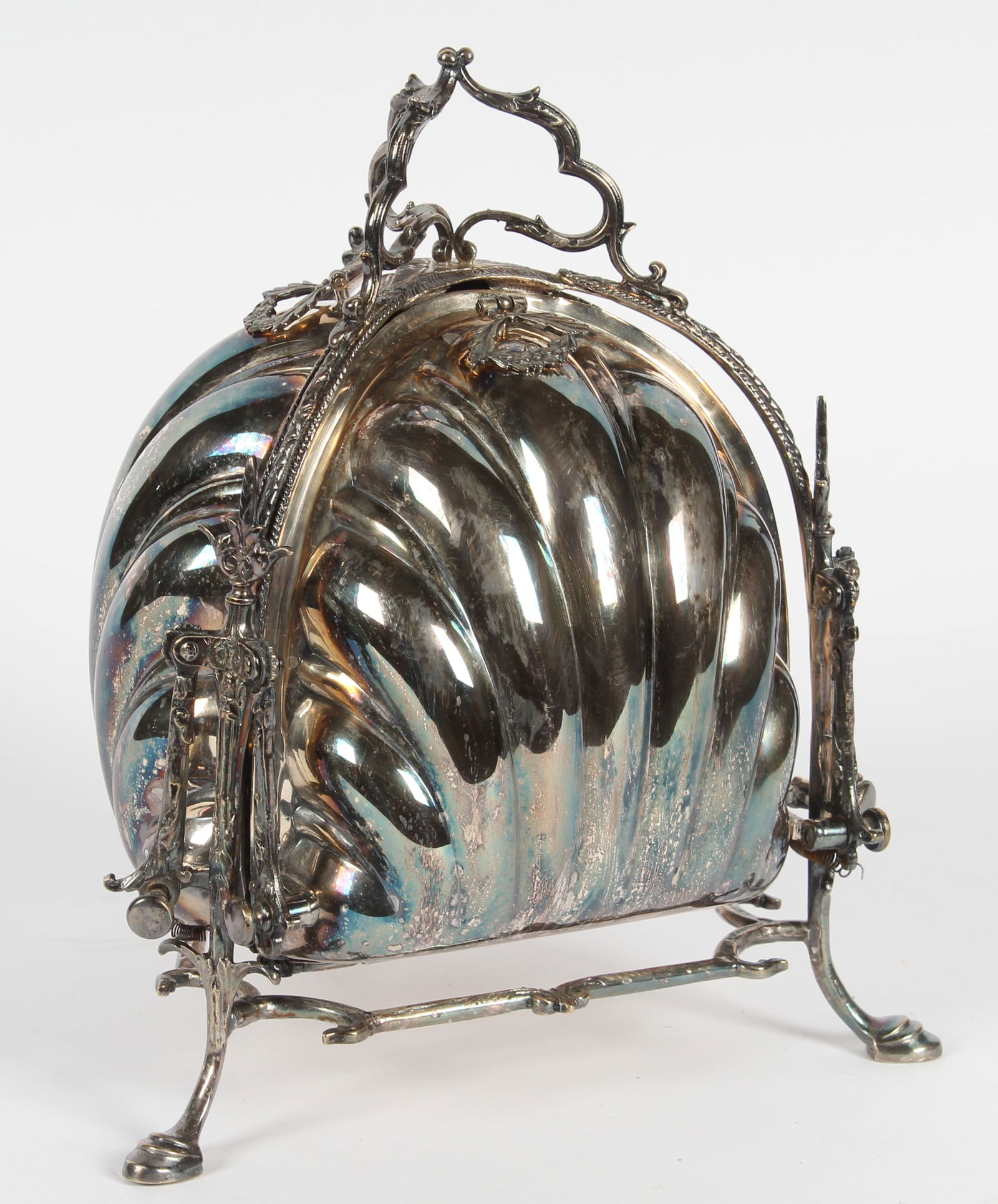 English Sheffield Silverplate Tri-Fold Biscuit Box (1 of 5)