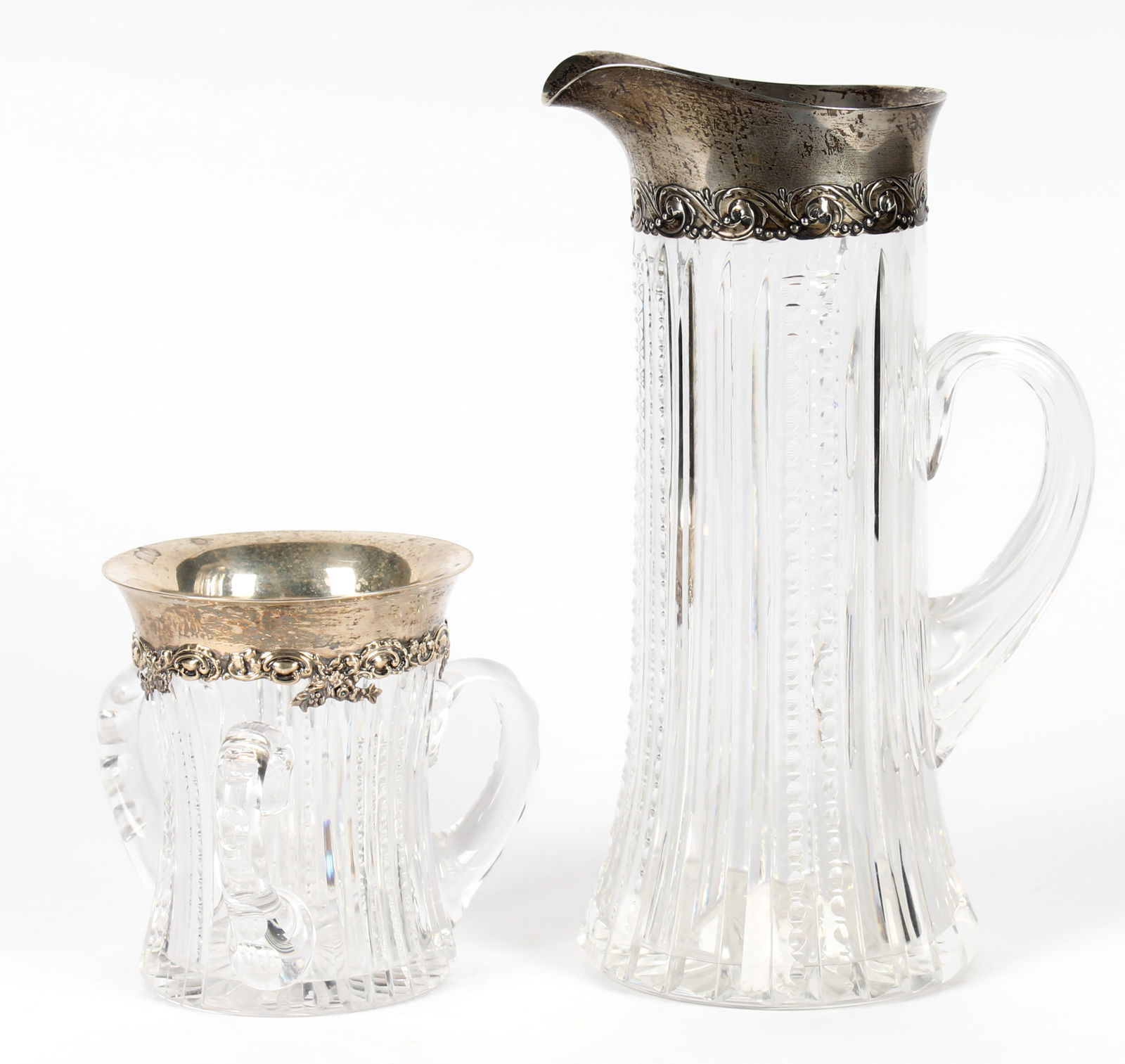 Gorham Cut Glass and Sterling Silver Mounted Pitcher, Loving Cup (1 of 8)